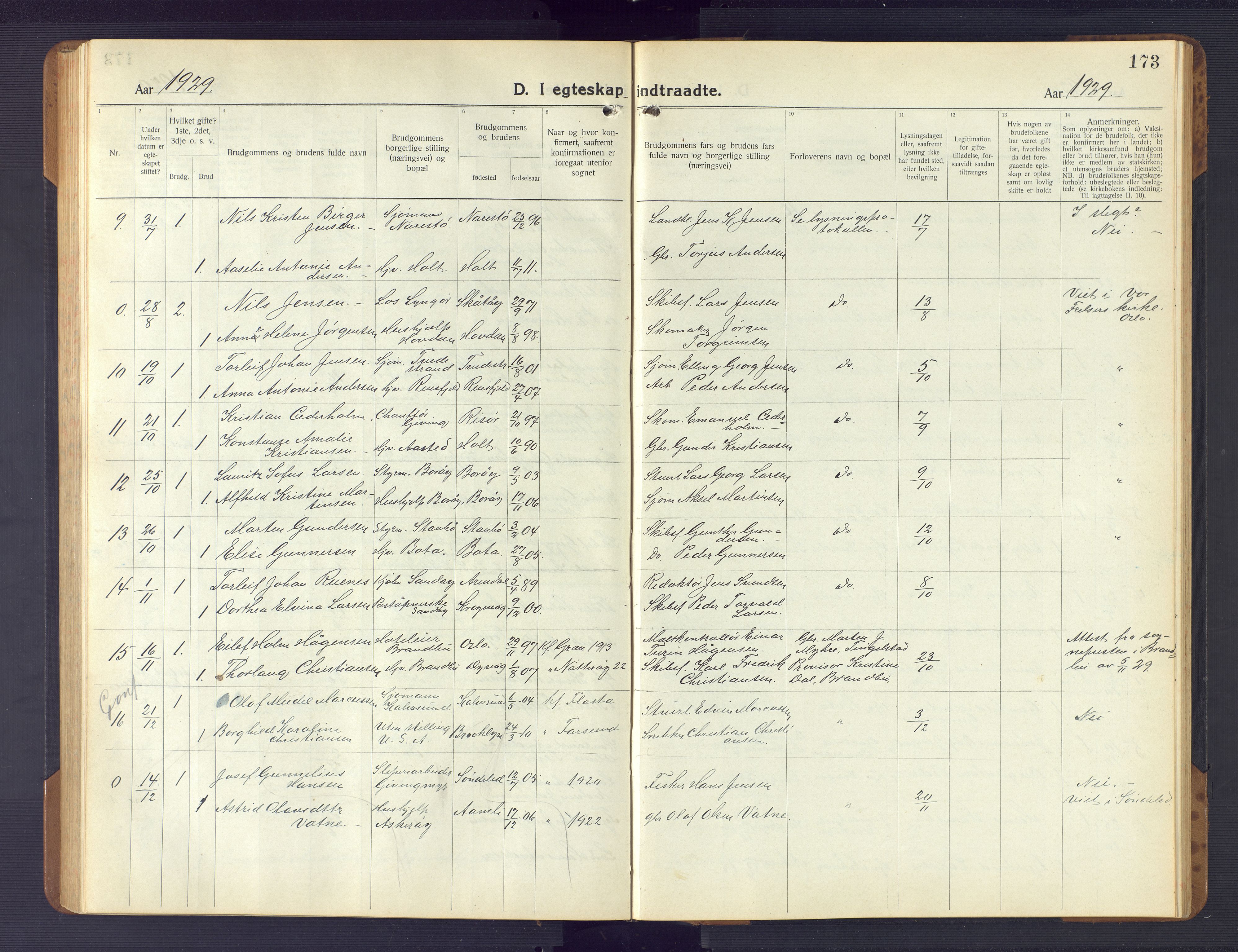 Dypvåg sokneprestkontor, AV/SAK-1111-0007/F/Fb/Fba/L0015: Parish register (copy) no. B 15, 1922-1949, p. 173