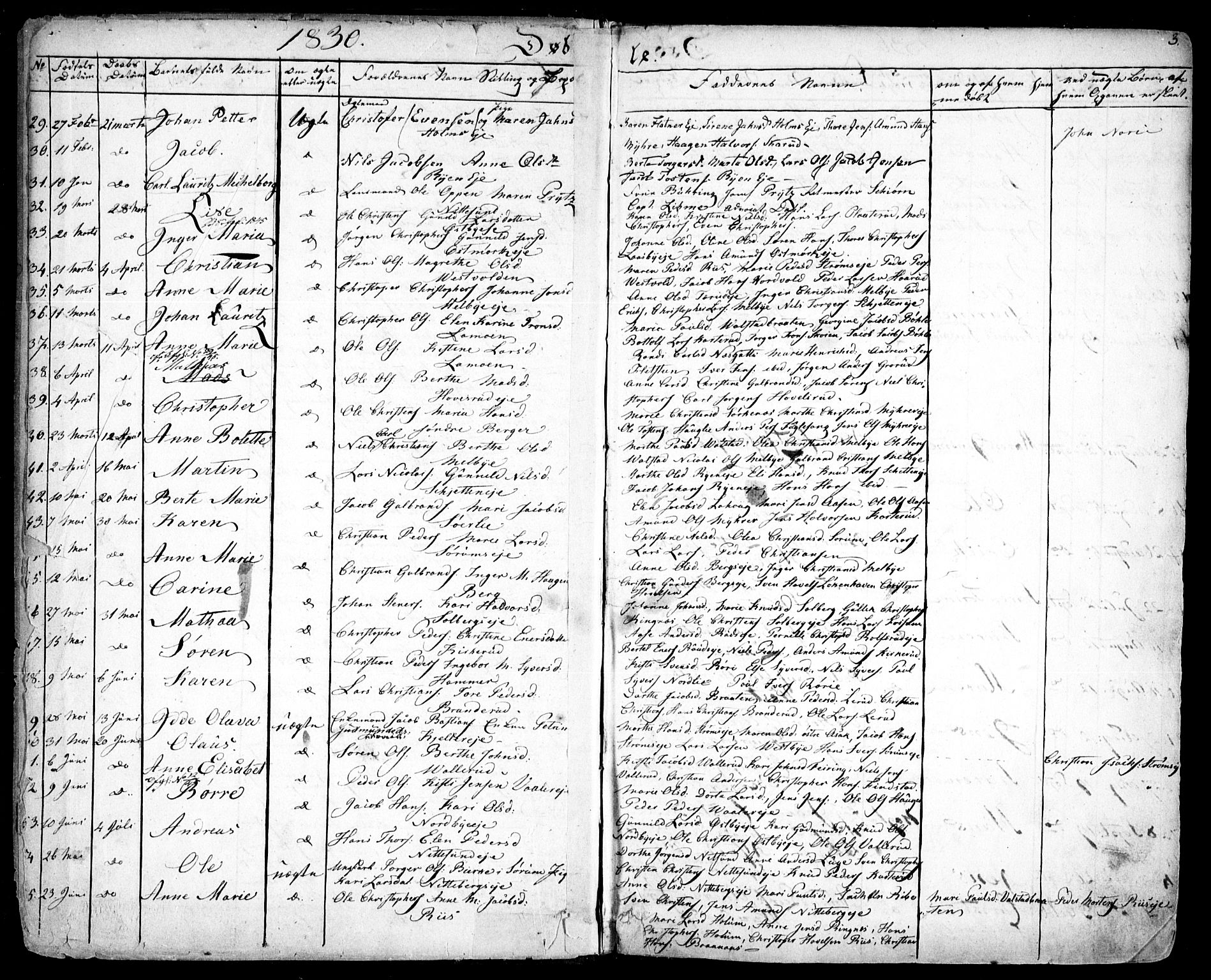 Skedsmo prestekontor Kirkebøker, AV/SAO-A-10033a/F/Fa/L0009: Parish register (official) no. I 9, 1830-1853, p. 3