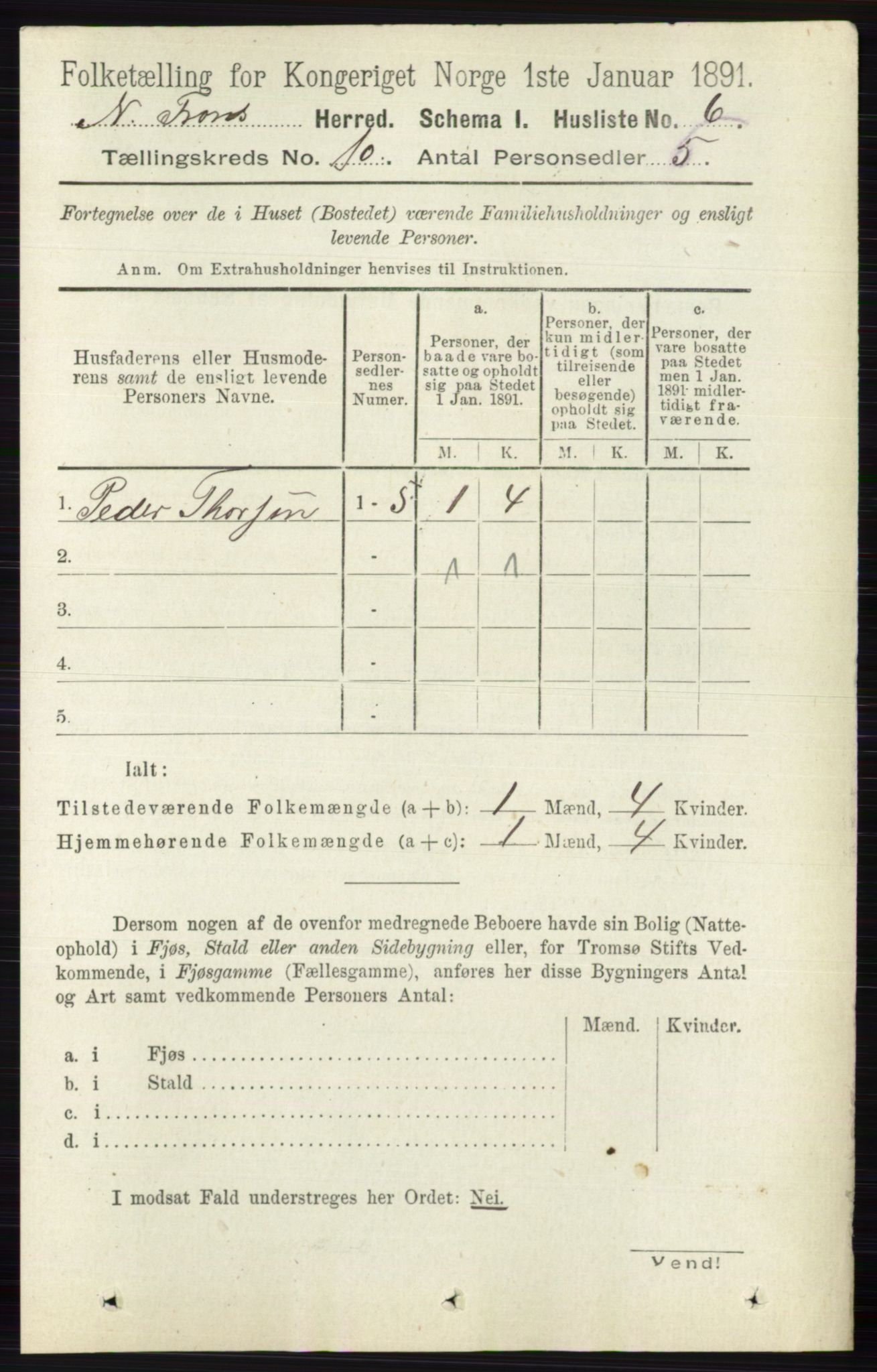 RA, 1891 census for 0518 Nord-Fron, 1891, p. 4307