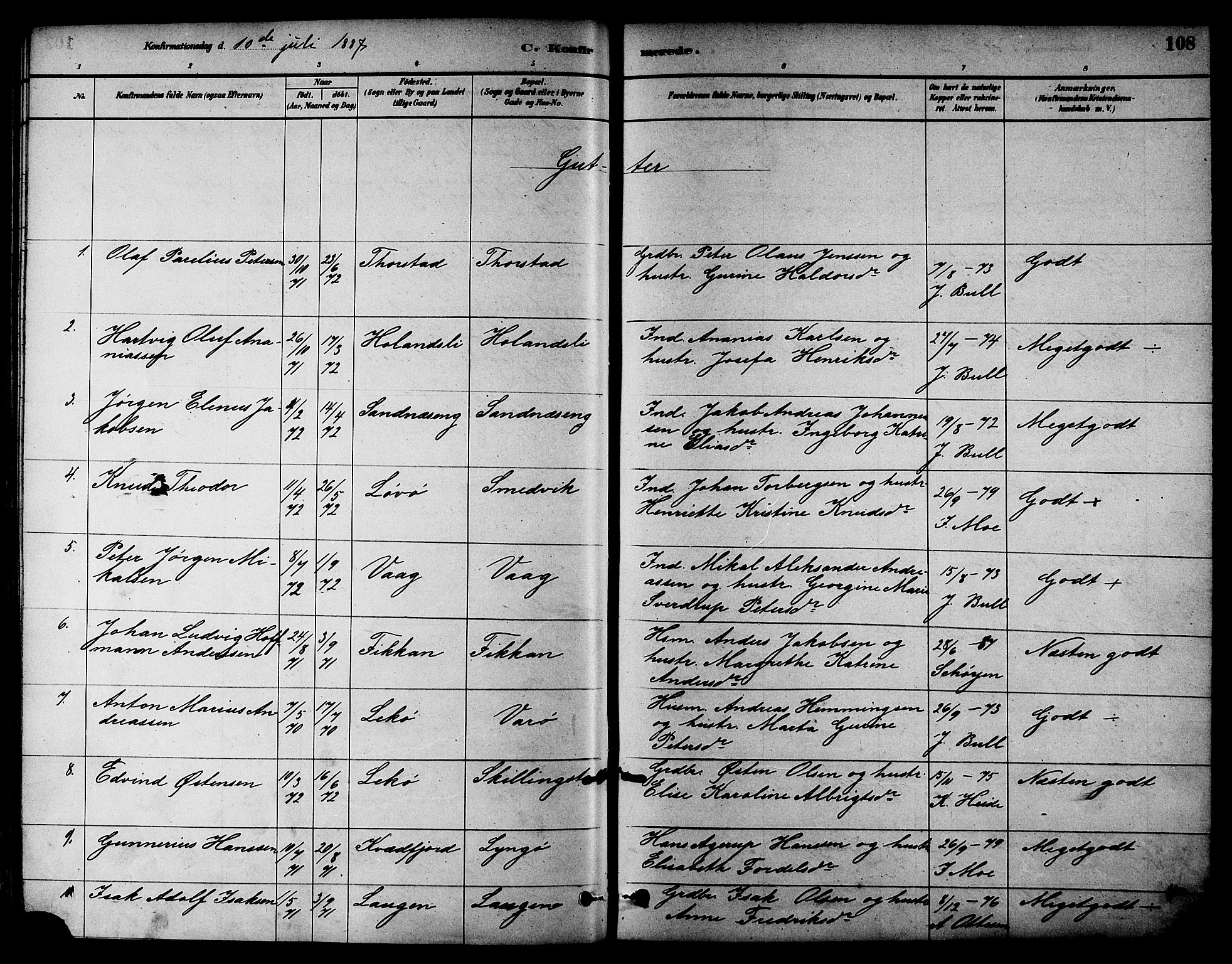 Ministerialprotokoller, klokkerbøker og fødselsregistre - Nord-Trøndelag, SAT/A-1458/784/L0672: Parish register (official) no. 784A07, 1880-1887, p. 108