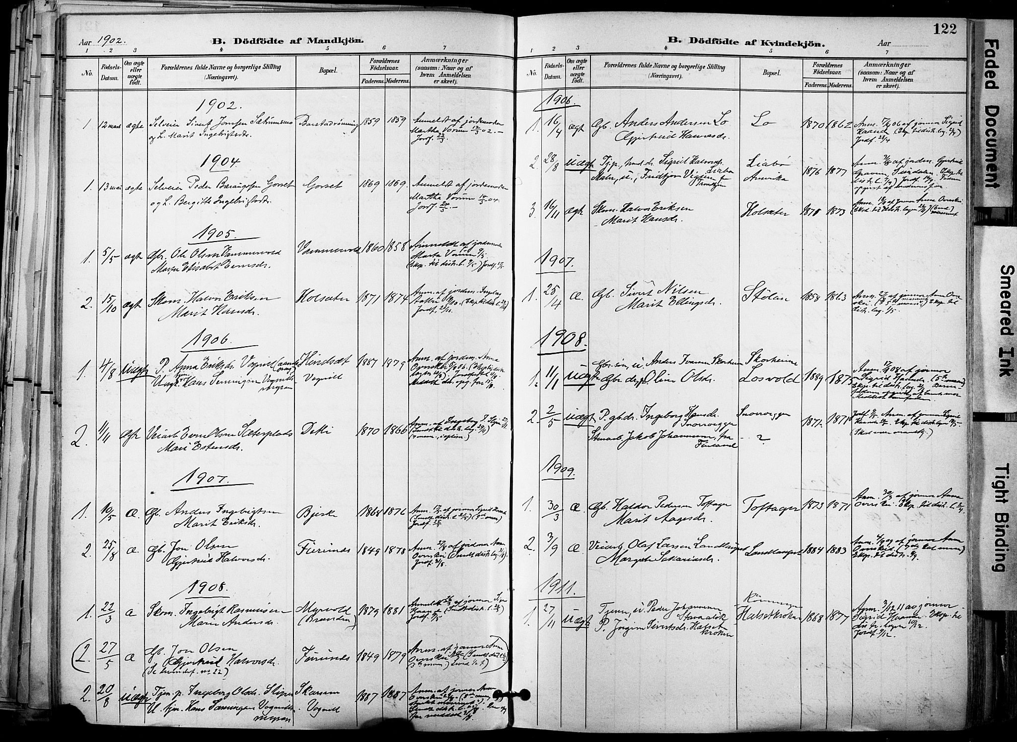 Ministerialprotokoller, klokkerbøker og fødselsregistre - Sør-Trøndelag, AV/SAT-A-1456/678/L0902: Parish register (official) no. 678A11, 1895-1911, p. 122