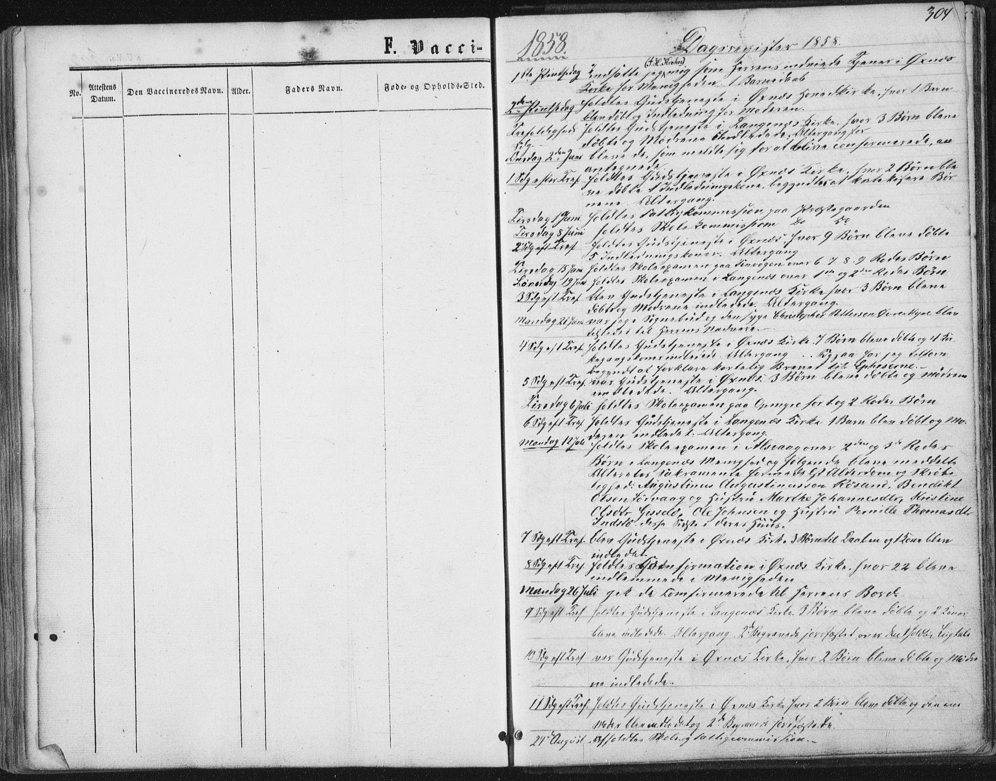 Ministerialprotokoller, klokkerbøker og fødselsregistre - Nordland, AV/SAT-A-1459/893/L1333: Parish register (official) no. 893A06, 1858-1866, p. 304