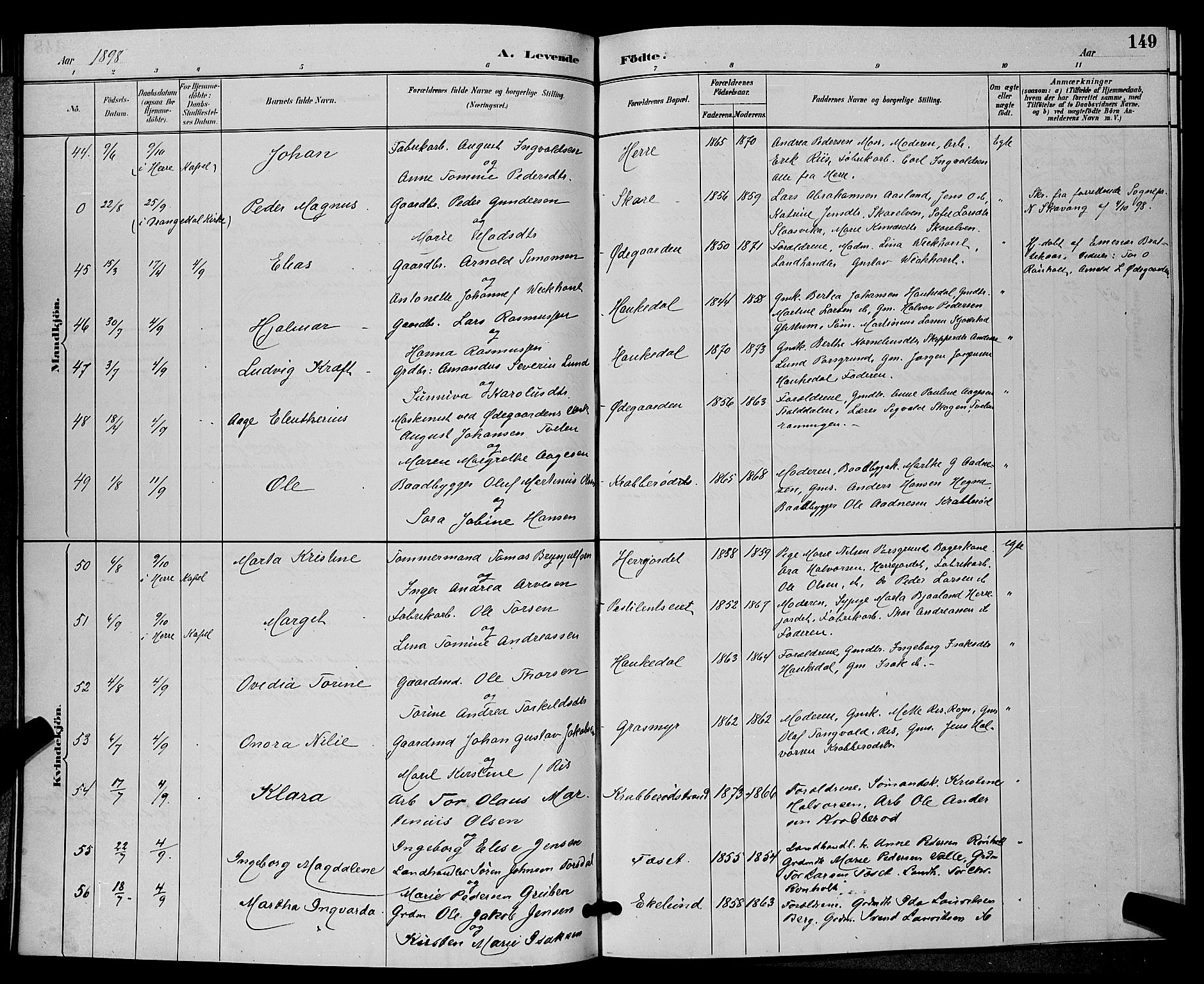 Bamble kirkebøker, AV/SAKO-A-253/G/Ga/L0009: Parish register (copy) no. I 9, 1888-1900, p. 149