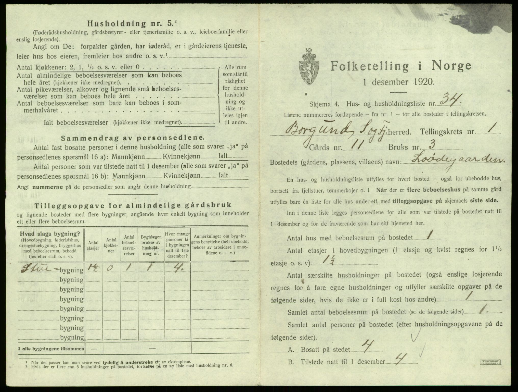 SAB, 1920 census for Borgund, 1920, p. 84