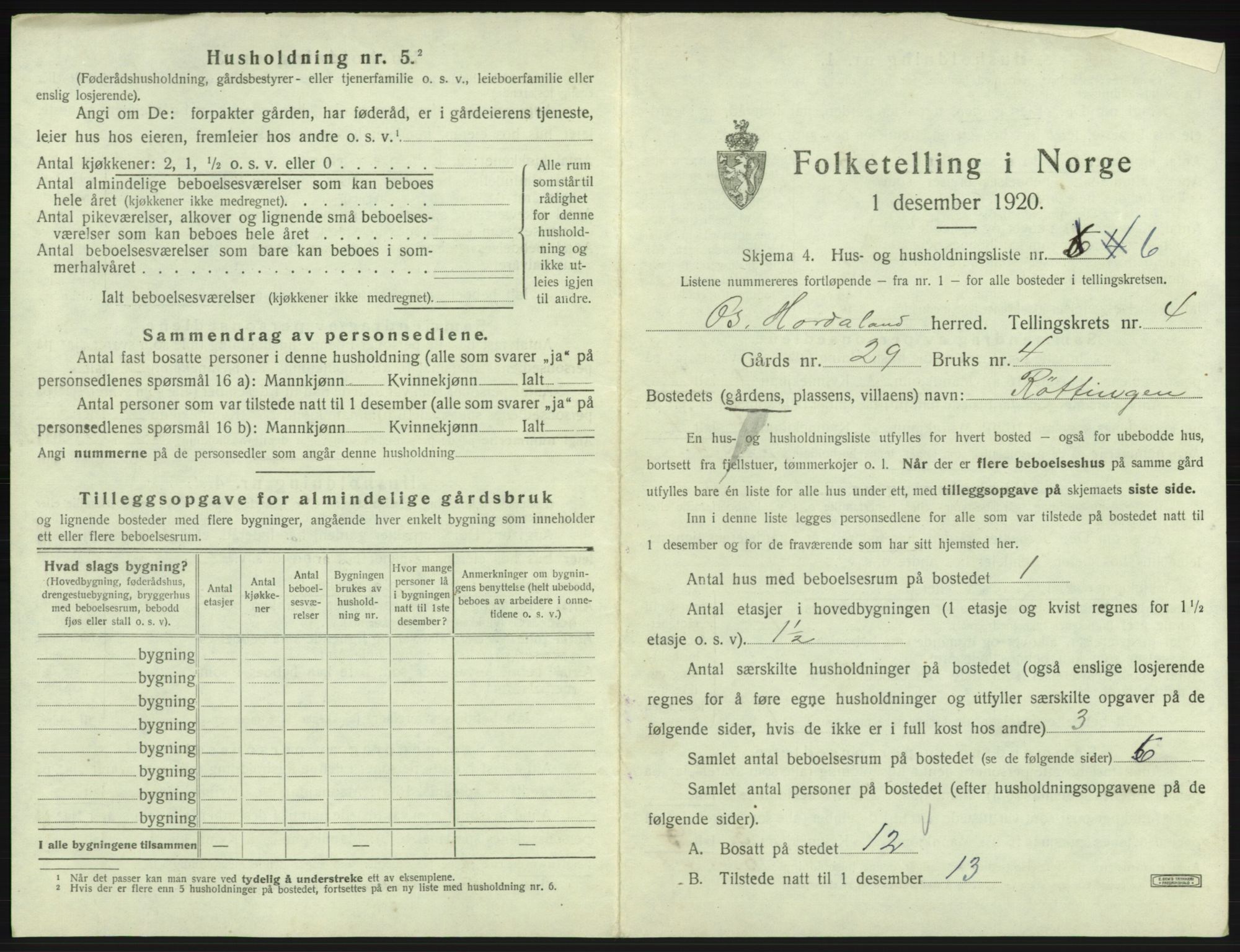 SAB, 1920 census for Os, 1920, p. 331