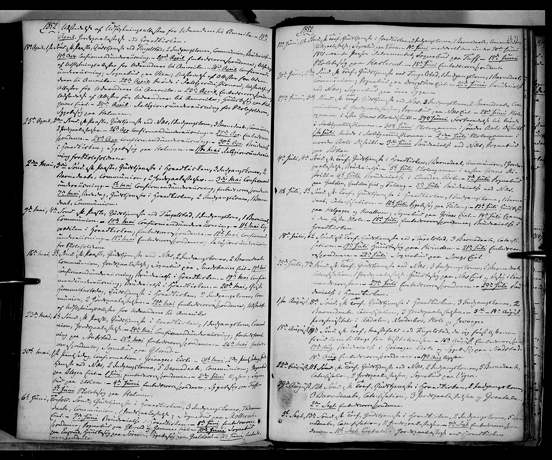 Gran prestekontor, SAH/PREST-112/H/Ha/Haa/L0011: Parish register (official) no. 11, 1842-1856, p. 1370-1371