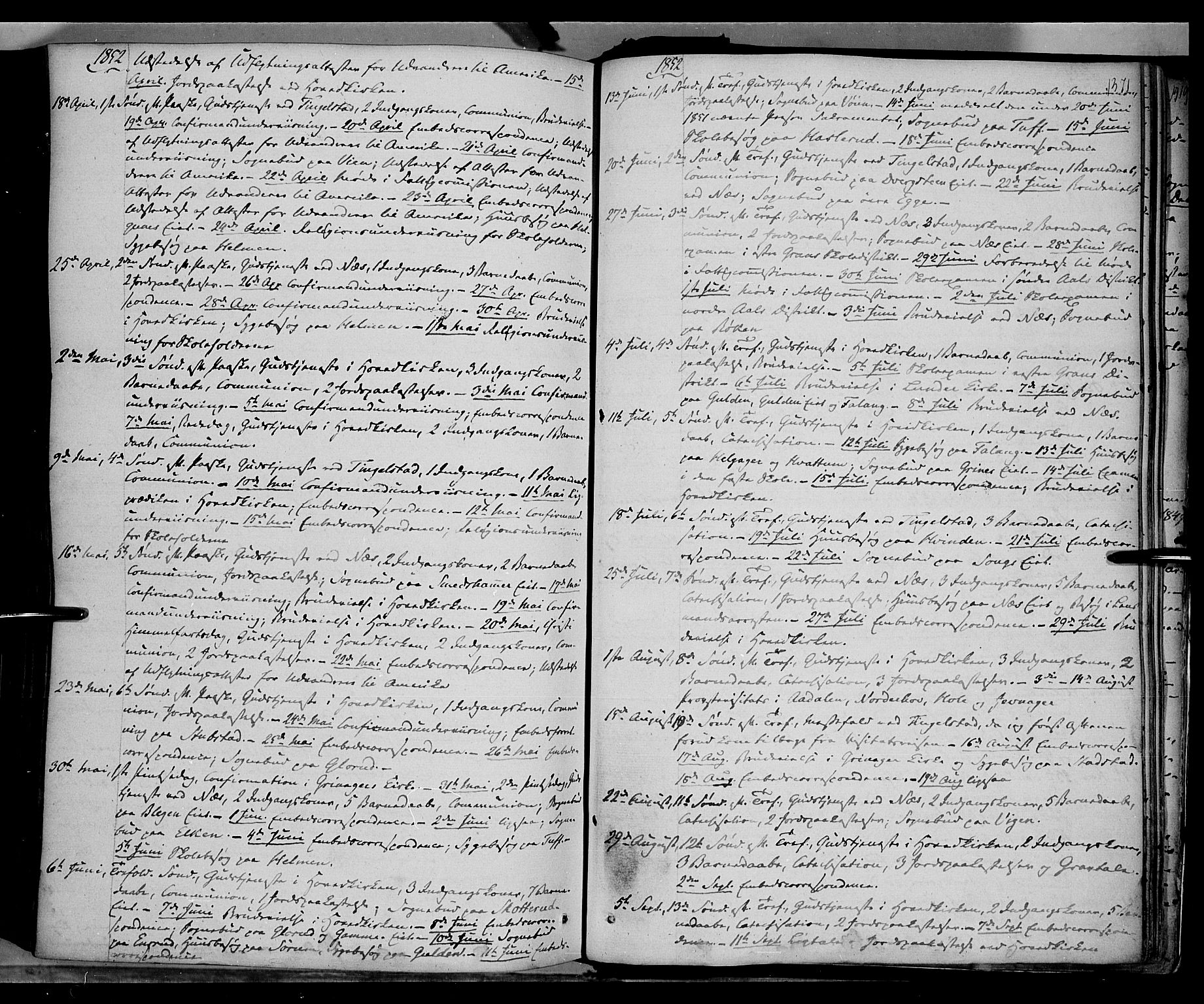 Gran prestekontor, AV/SAH-PREST-112/H/Ha/Haa/L0011: Parish register (official) no. 11, 1842-1856, p. 1370-1371