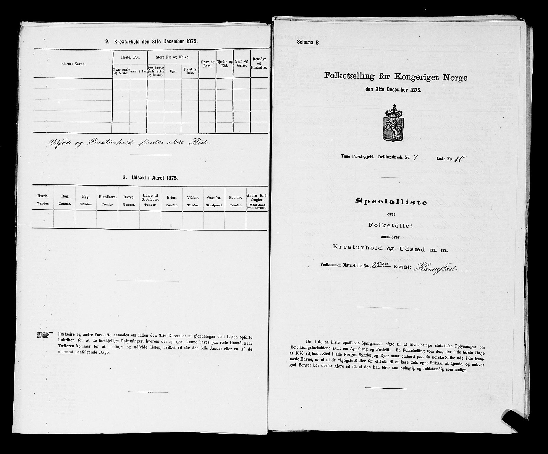 RA, 1875 census for 0130P Tune, 1875, p. 1205