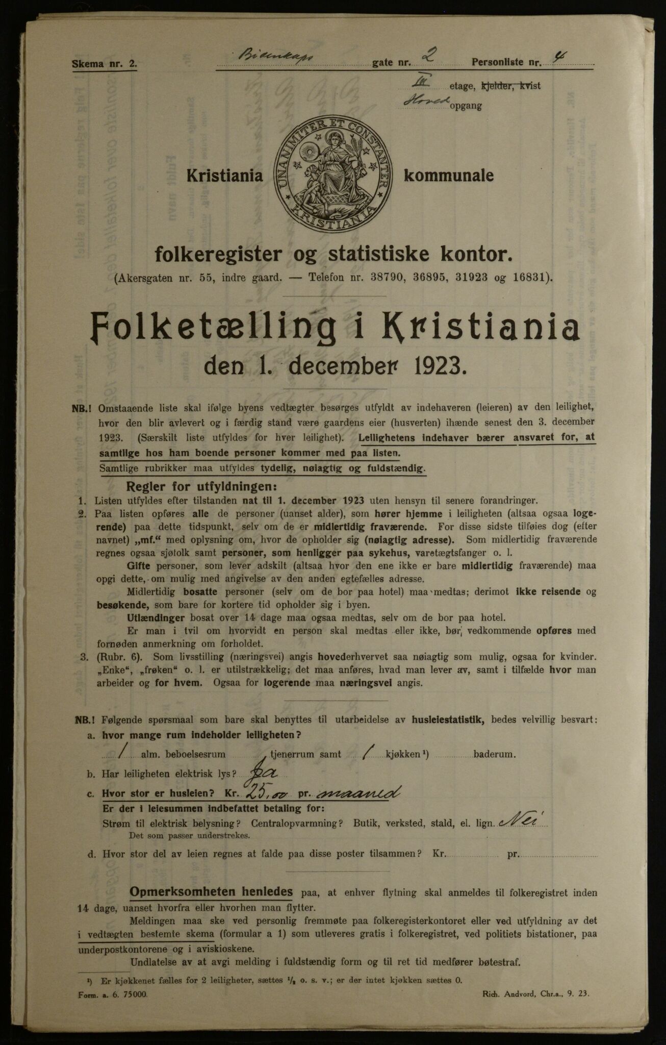 OBA, Municipal Census 1923 for Kristiania, 1923, p. 5757