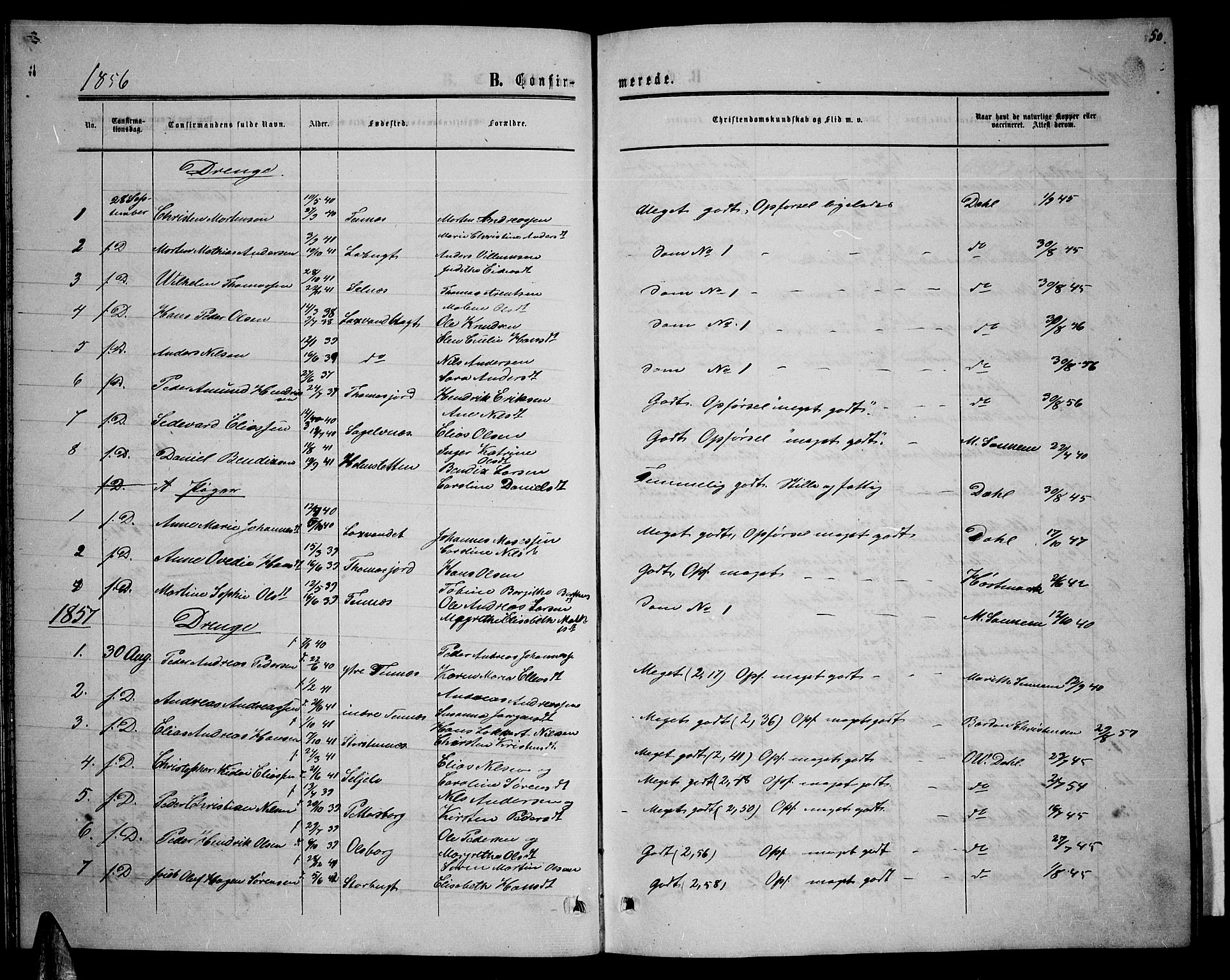Balsfjord sokneprestembete, SATØ/S-1303/G/Ga/L0005klokker: Parish register (copy) no. 5, 1856-1862, p. 50