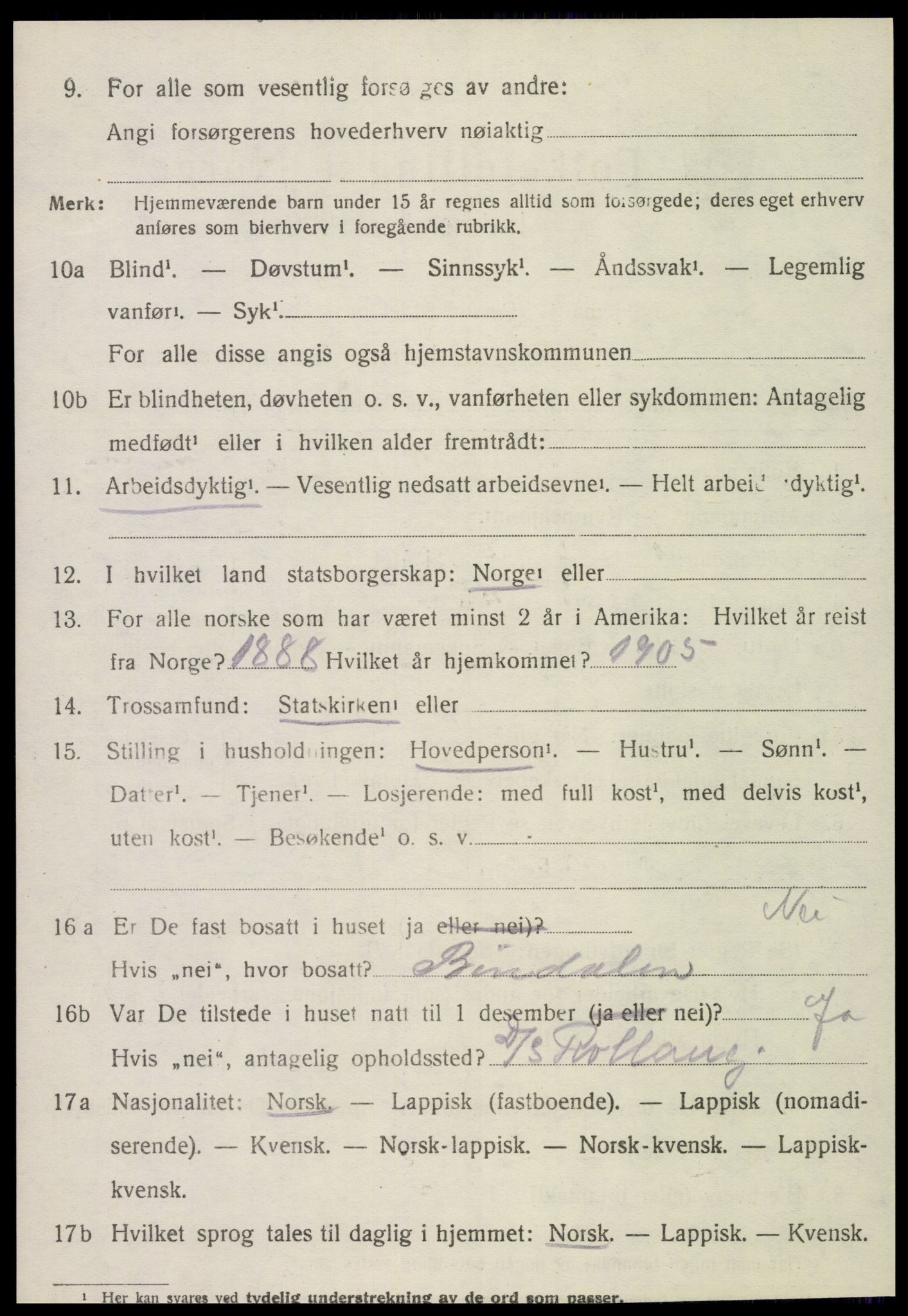 SAT, 1920 census for Vikna, 1920, p. 3250