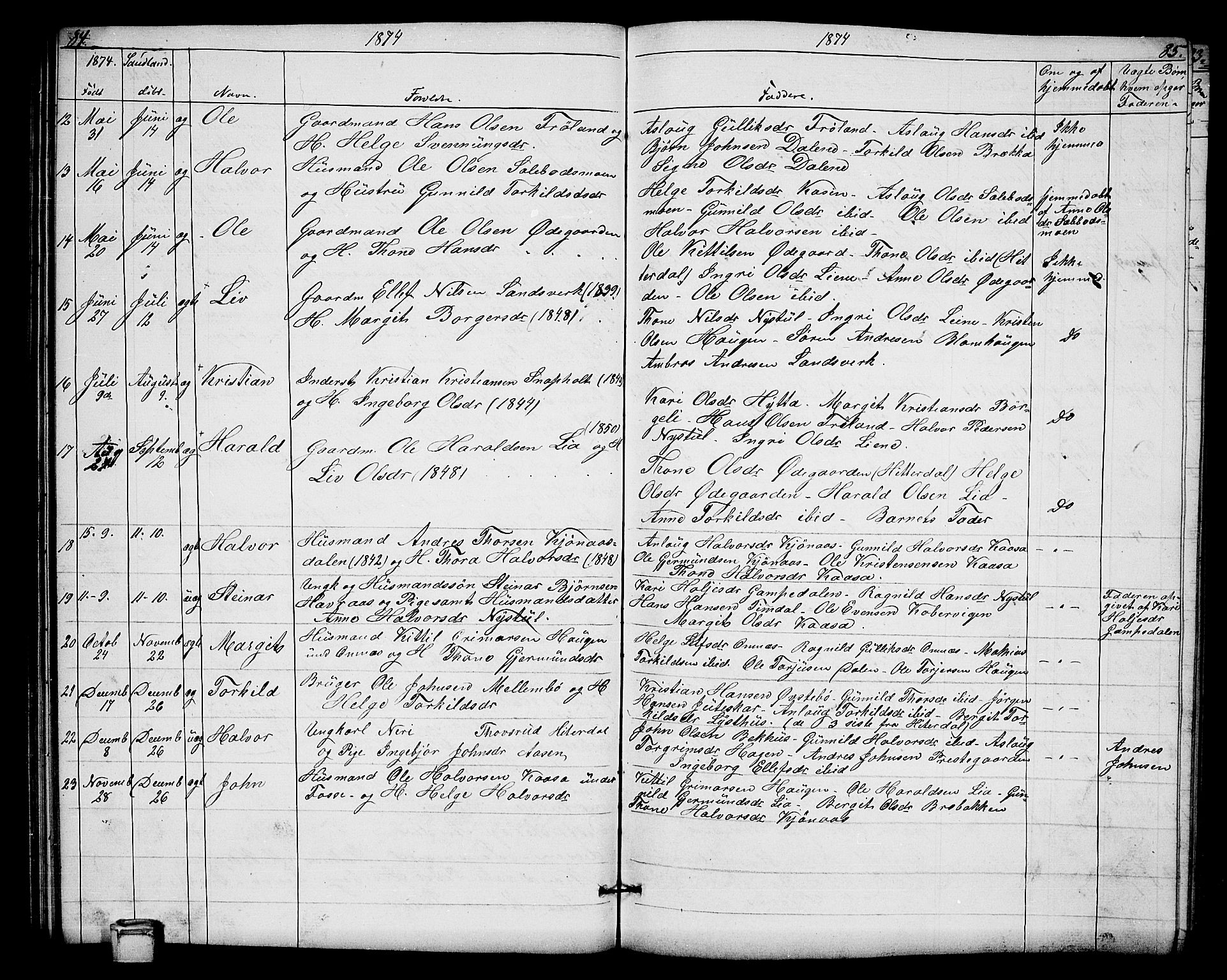 Hjartdal kirkebøker, SAKO/A-270/G/Gb/L0002: Parish register (copy) no. II 2, 1854-1884, p. 84-85