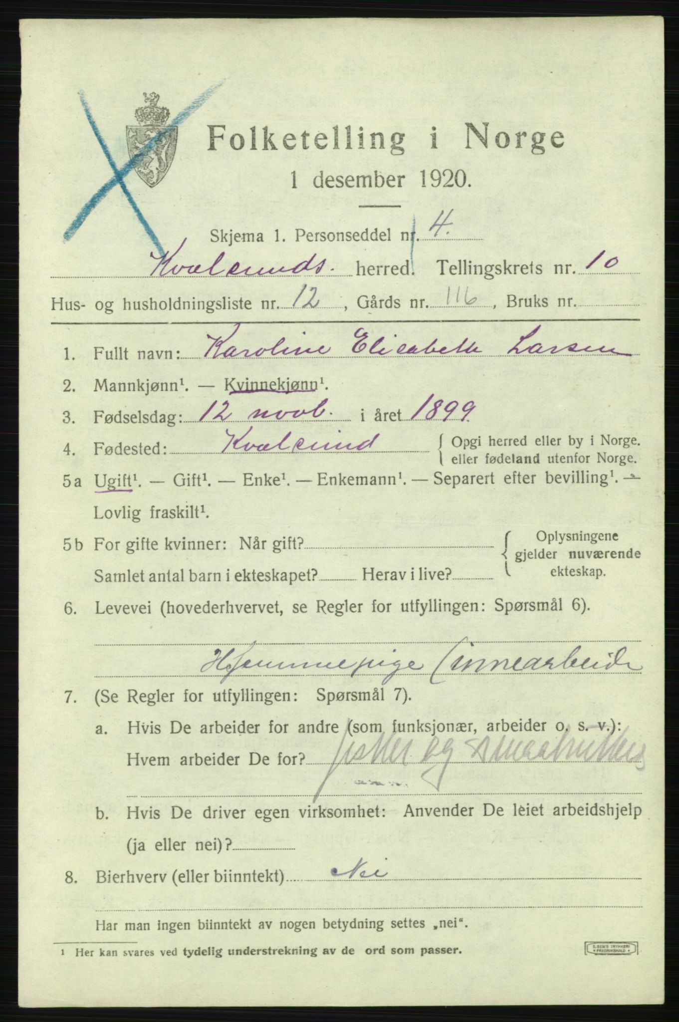 SATØ, 1920 census for , 1920, p. 3084