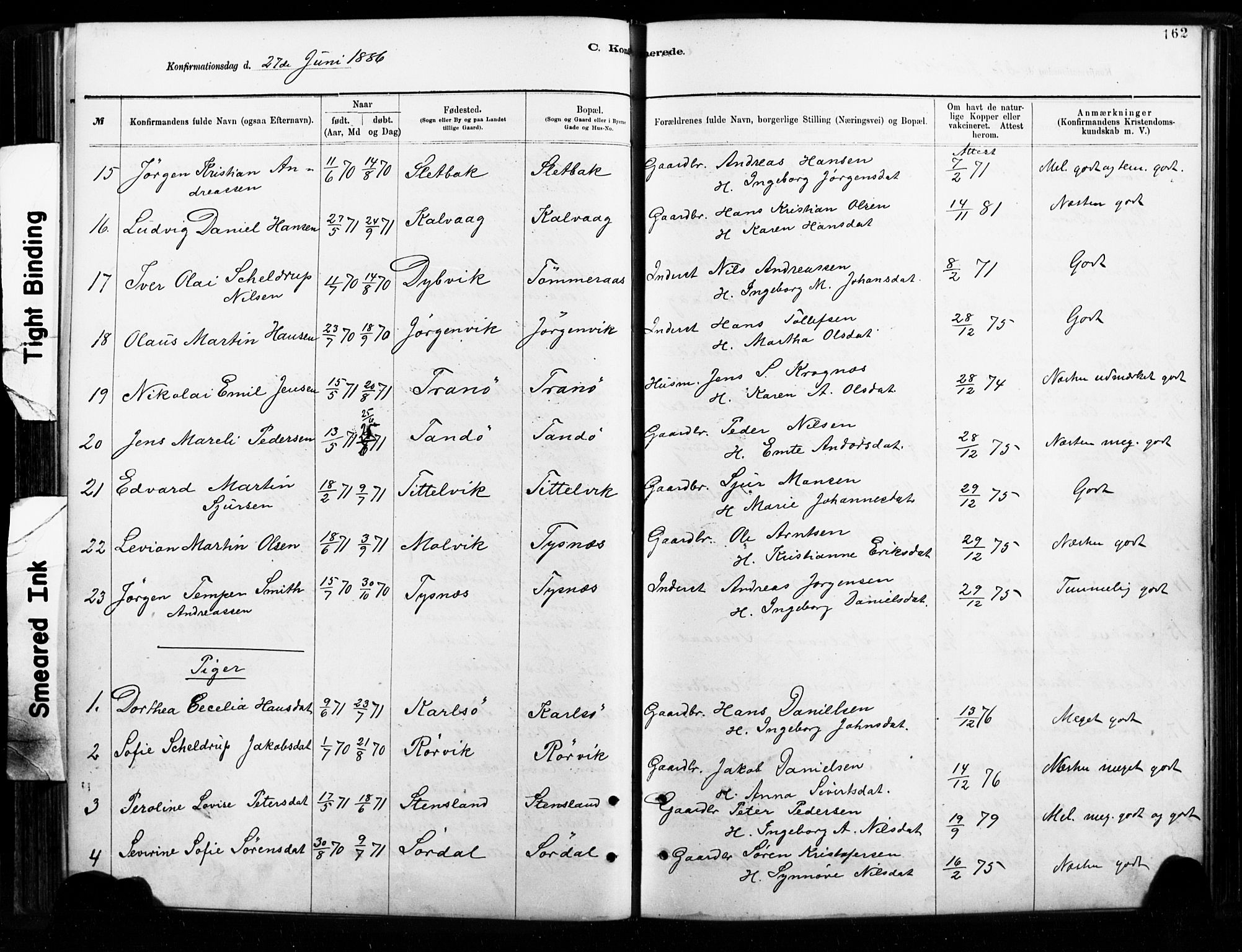 Ministerialprotokoller, klokkerbøker og fødselsregistre - Nordland, AV/SAT-A-1459/859/L0846: Parish register (official) no. 859A06, 1878-1889, p. 162