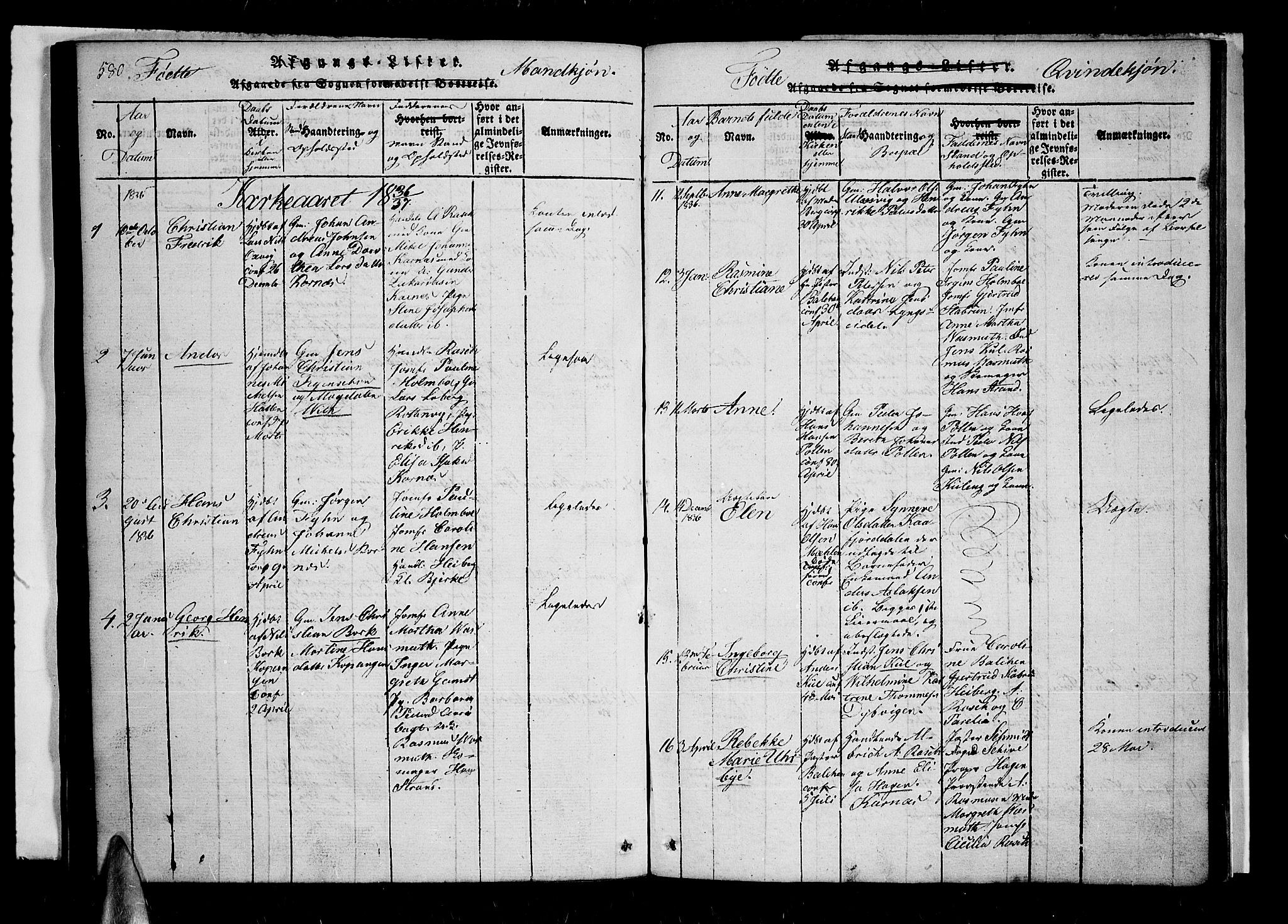 Lyngen sokneprestembete, SATØ/S-1289/H/He/Hea/L0003kirke: Parish register (official) no. 3, 1822-1838, p. 580-581