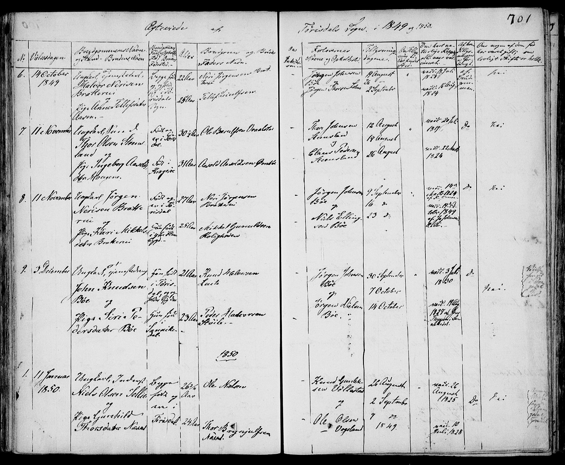 Drangedal kirkebøker, SAKO/A-258/F/Fa/L0007b: Parish register (official) no. 7b, 1837-1856, p. 701