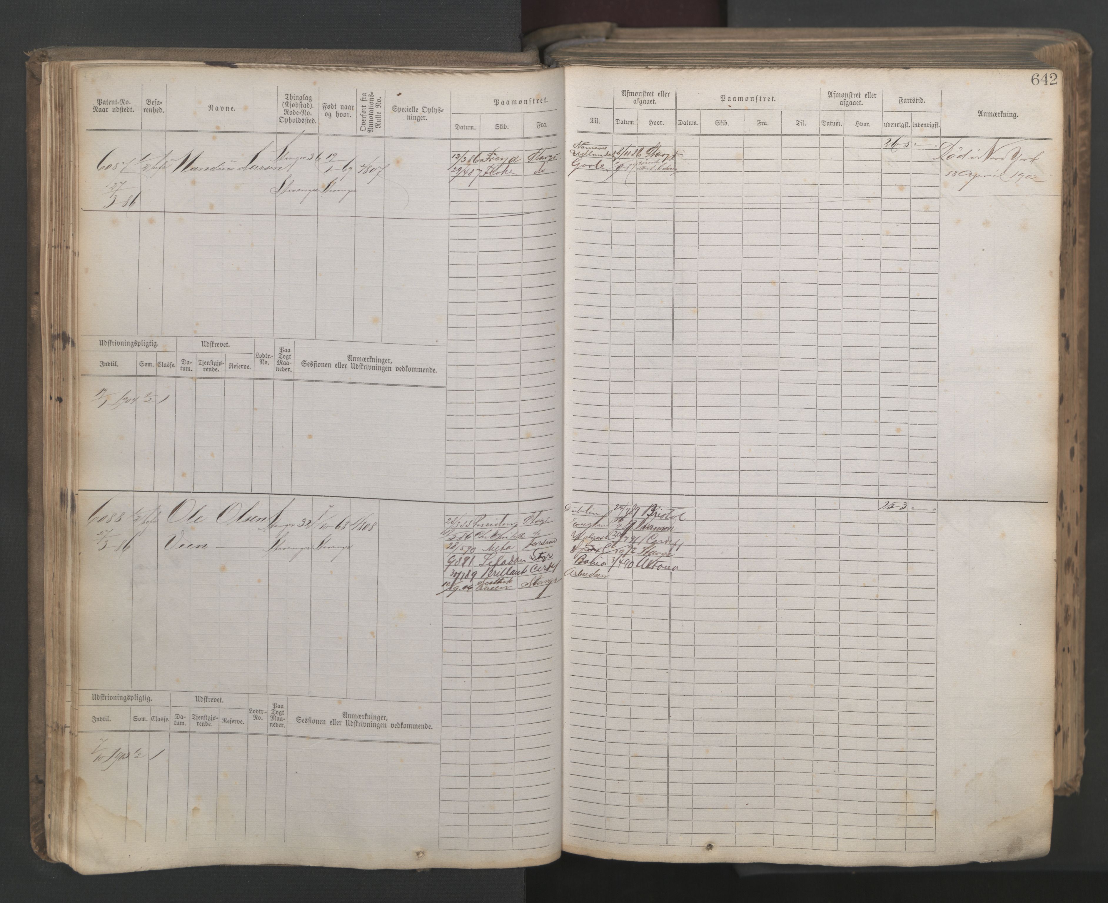 Stavanger sjømannskontor, AV/SAST-A-102006/F/Fb/Fbb/L0021: Sjøfartshovedrulle patnentnr. 6005-7204 (dublett), 1887, p. 46