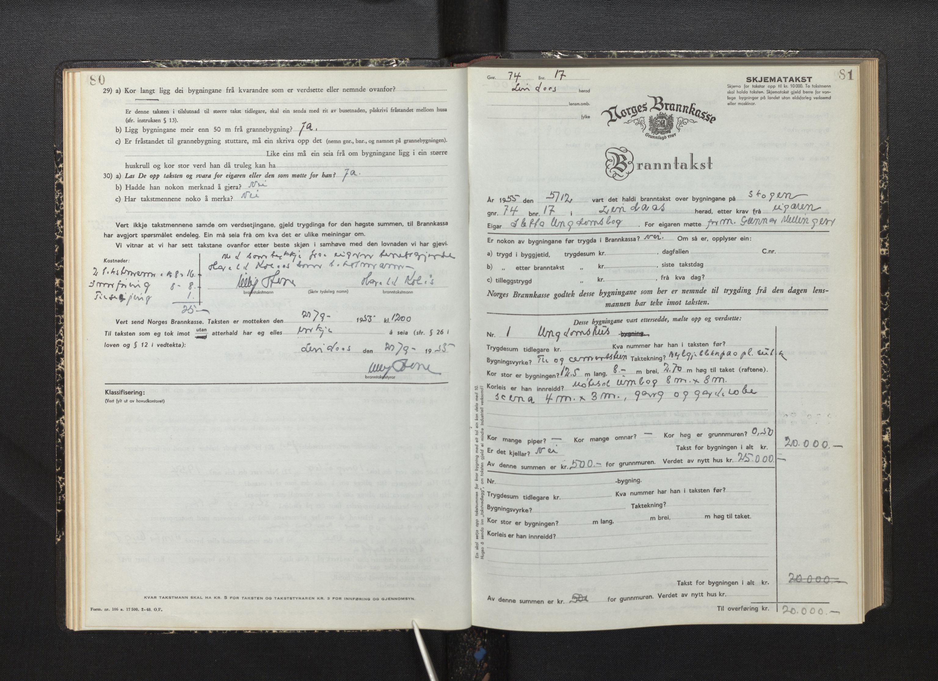 Lensmannen i Lindås, AV/SAB-A-33501/0012/L0002: Branntakstprotokoll skjematakst, 1949-1955, p. 80-81