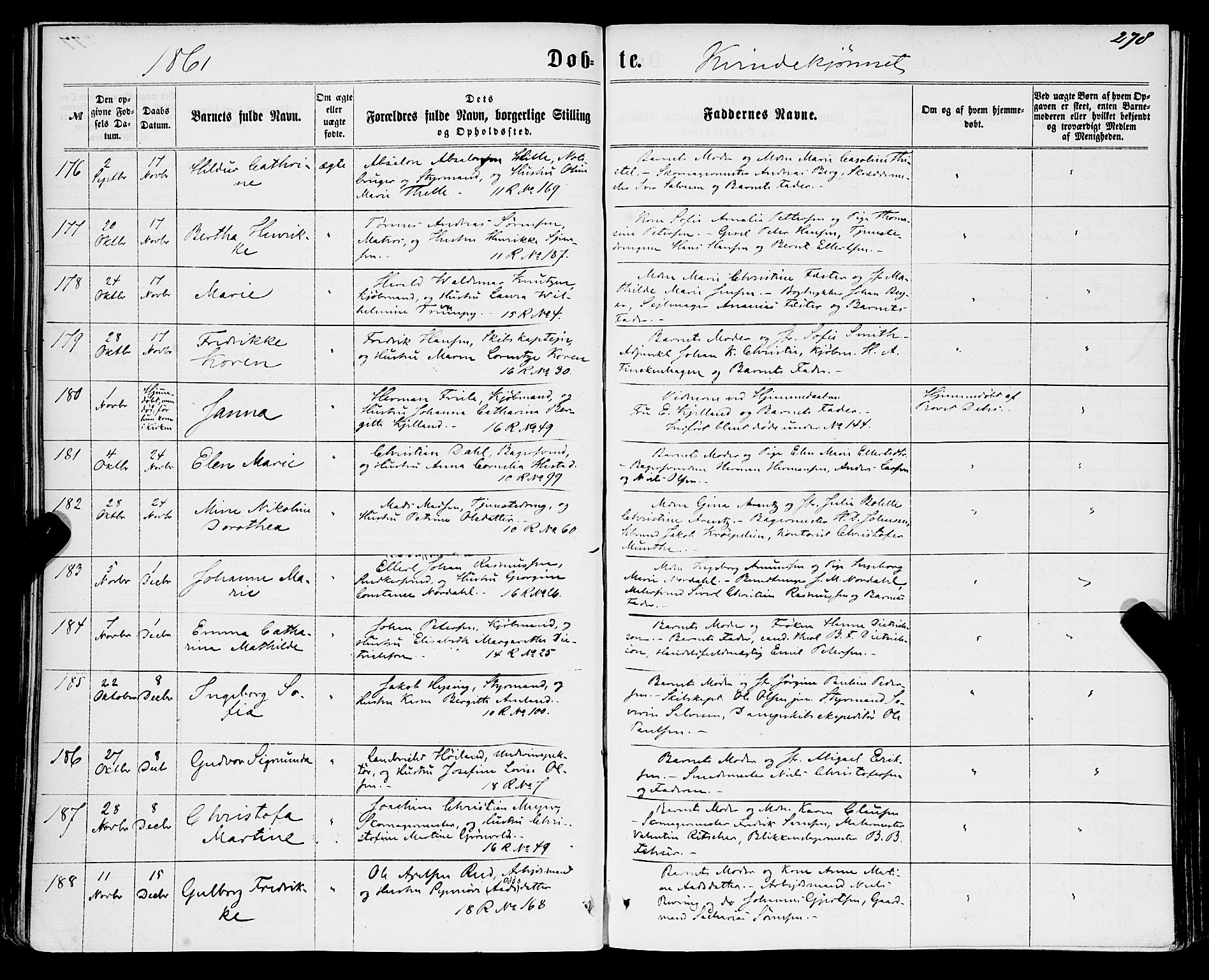 Domkirken sokneprestembete, SAB/A-74801/H/Haa/L0021: Parish register (official) no. B 4, 1859-1871, p. 278