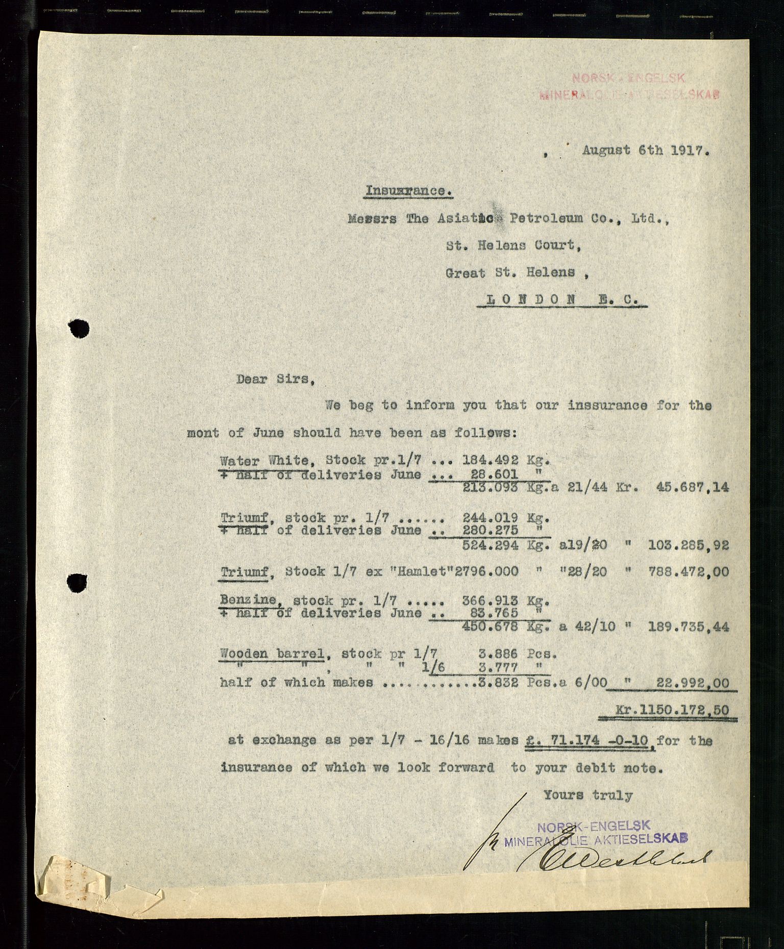 Pa 1521 - A/S Norske Shell, AV/SAST-A-101915/E/Ea/Eaa/L0001: Sjefskorrespondanse, 1917, p. 328