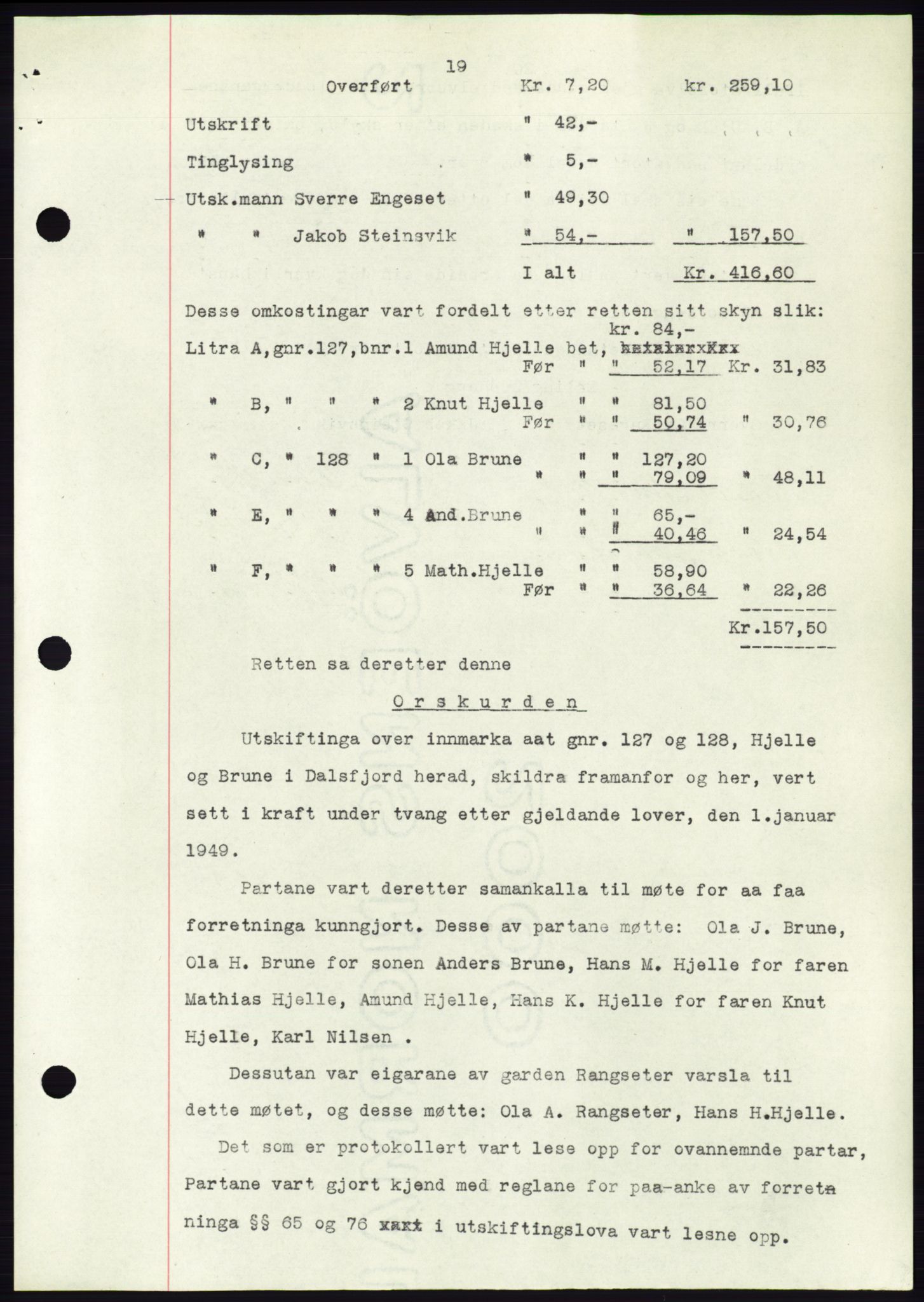 Søre Sunnmøre sorenskriveri, AV/SAT-A-4122/1/2/2C/L0083: Mortgage book no. 9A, 1948-1949, Diary no: : 57/1949