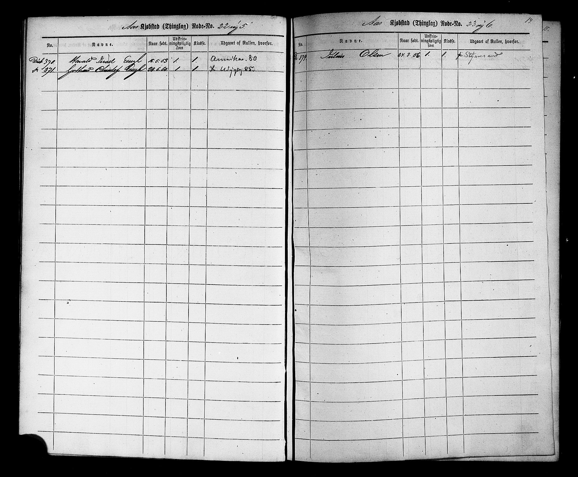 Drøbak mønstringskontor, SAO/A-10569f/F/Fc/Fcc/L0002: Utskrivningsrulle, 1860, p. 14