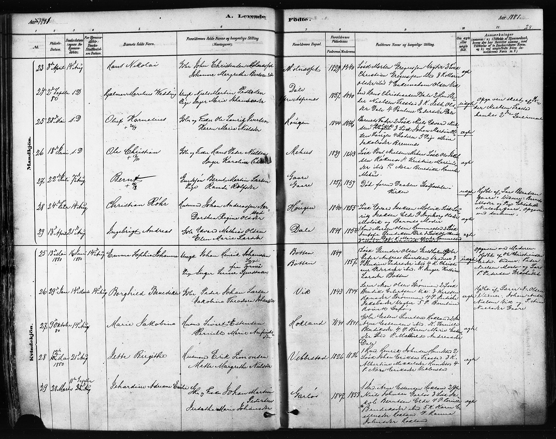 Kvæfjord sokneprestkontor, SATØ/S-1323/G/Ga/Gaa/L0005kirke: Parish register (official) no. 5, 1878-1894, p. 28