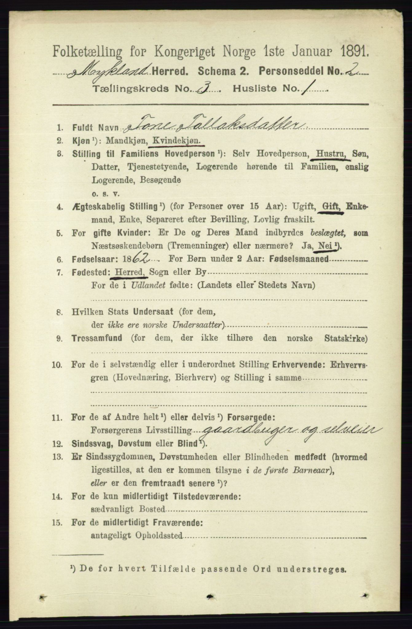 RA, 1891 census for 0932 Mykland, 1891, p. 567