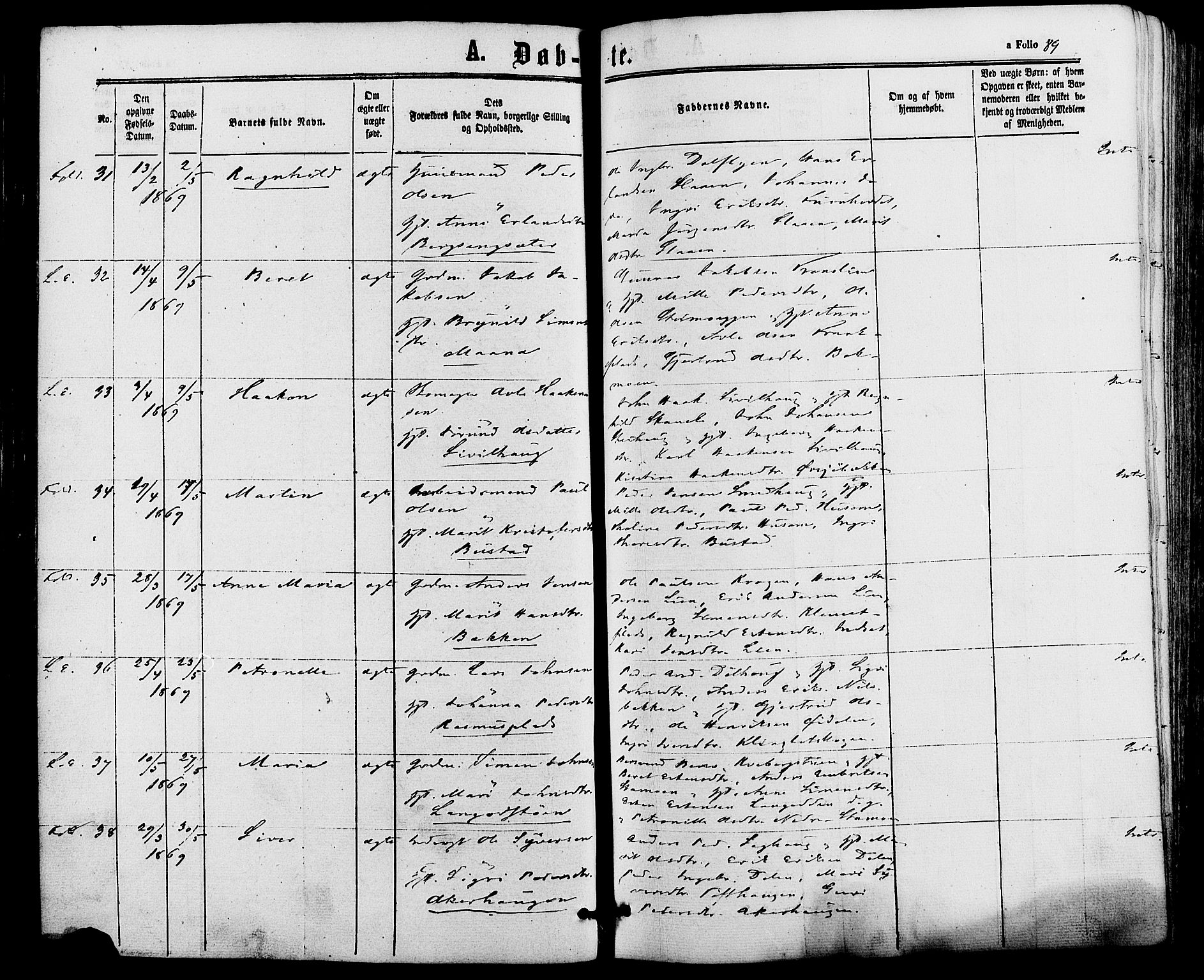 Alvdal prestekontor, SAH/PREST-060/H/Ha/Haa/L0001: Parish register (official) no. 1, 1863-1882, p. 89