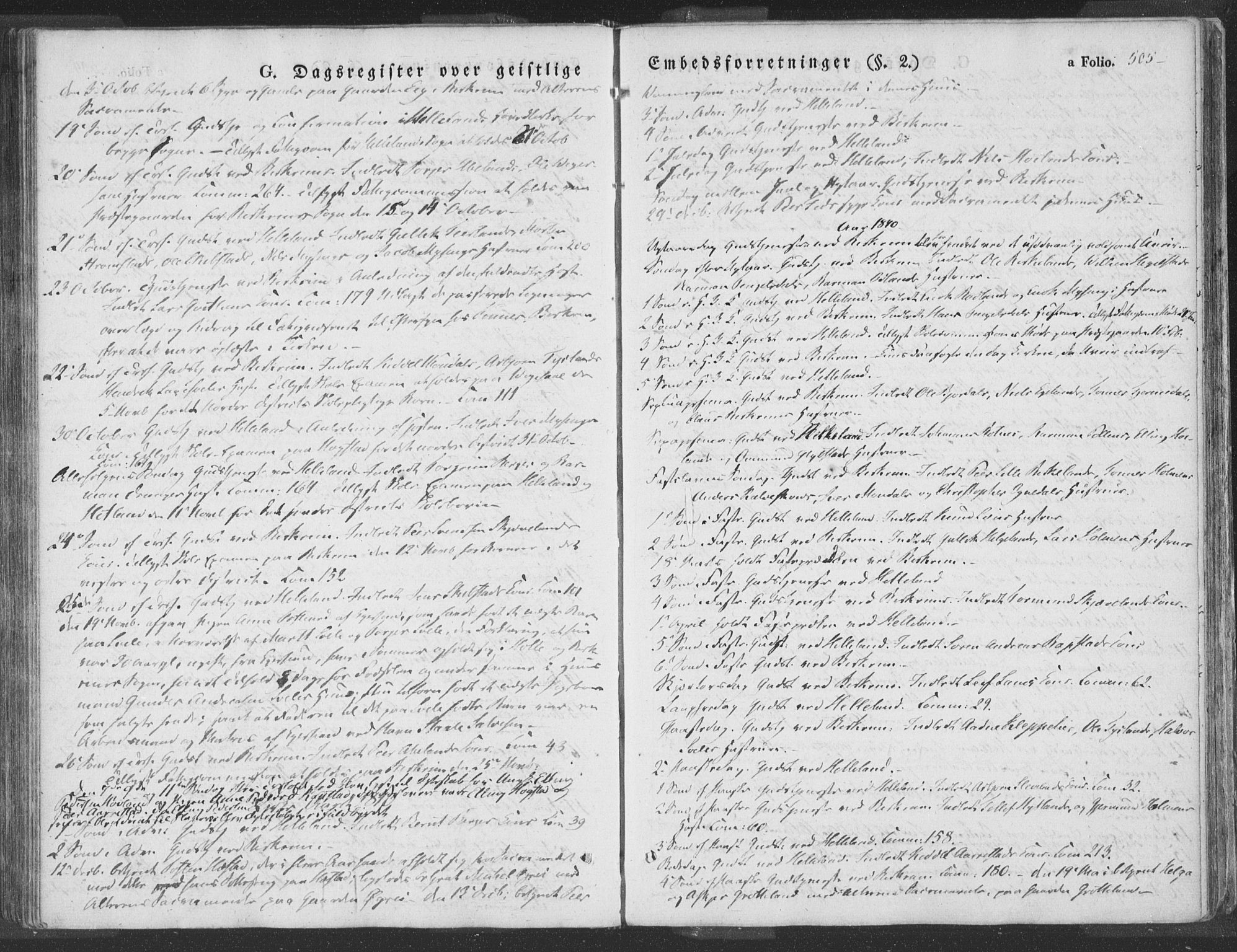 Helleland sokneprestkontor, AV/SAST-A-101810: Parish register (official) no. A 6.2, 1834-1863, p. 505