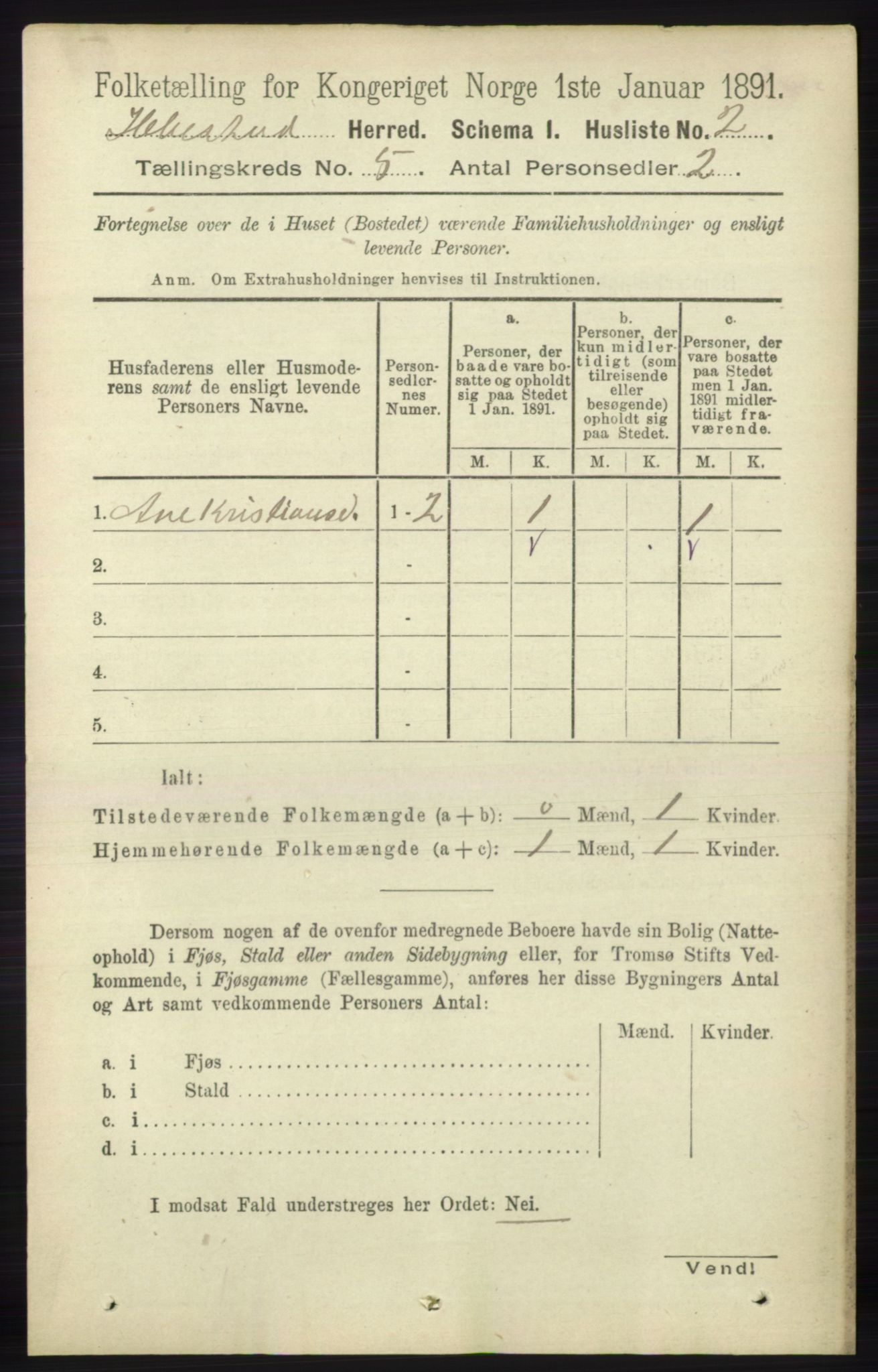 RA, 1891 census for 1917 Ibestad, 1891, p. 2844