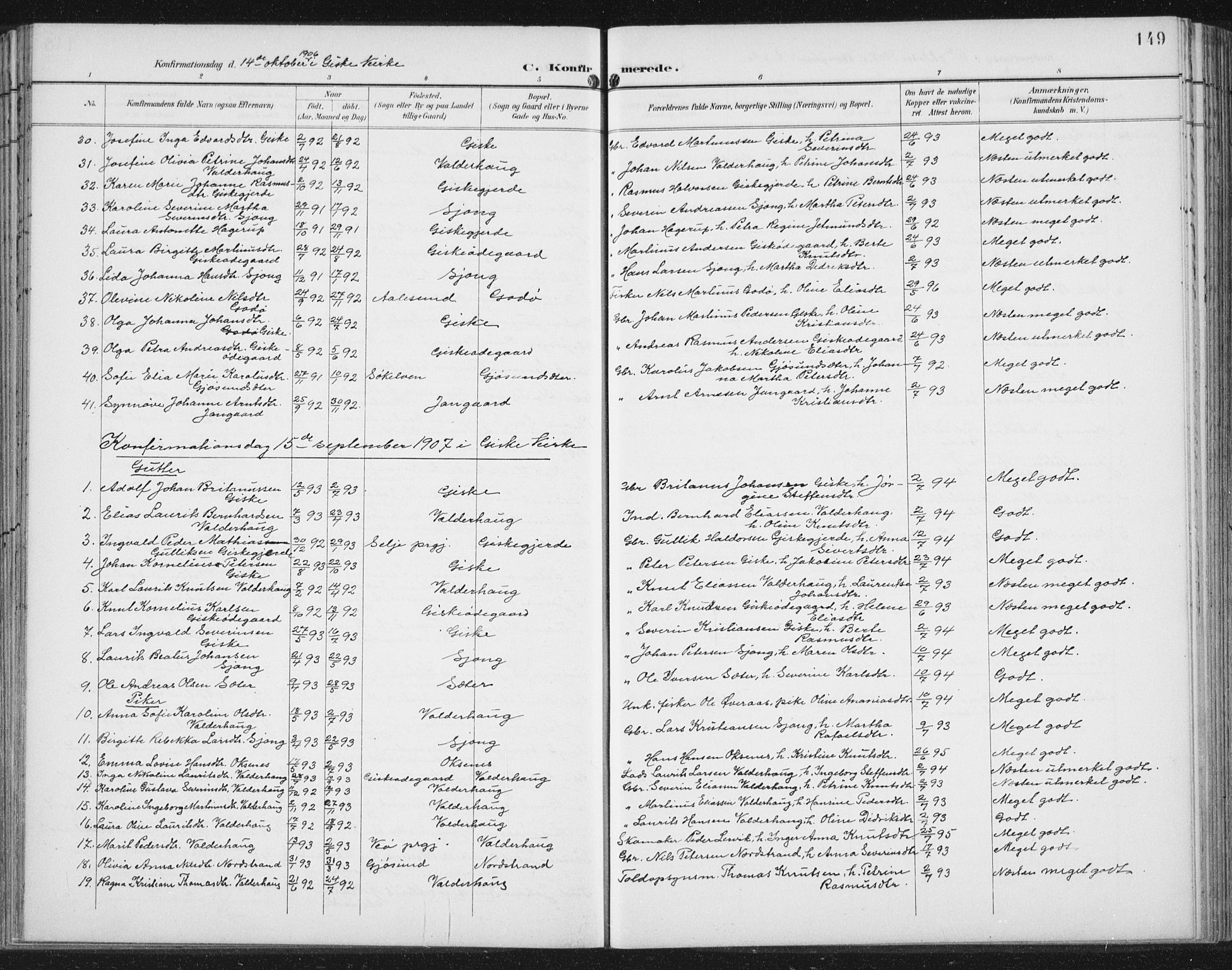 Ministerialprotokoller, klokkerbøker og fødselsregistre - Møre og Romsdal, AV/SAT-A-1454/534/L0489: Parish register (copy) no. 534C01, 1899-1941, p. 149