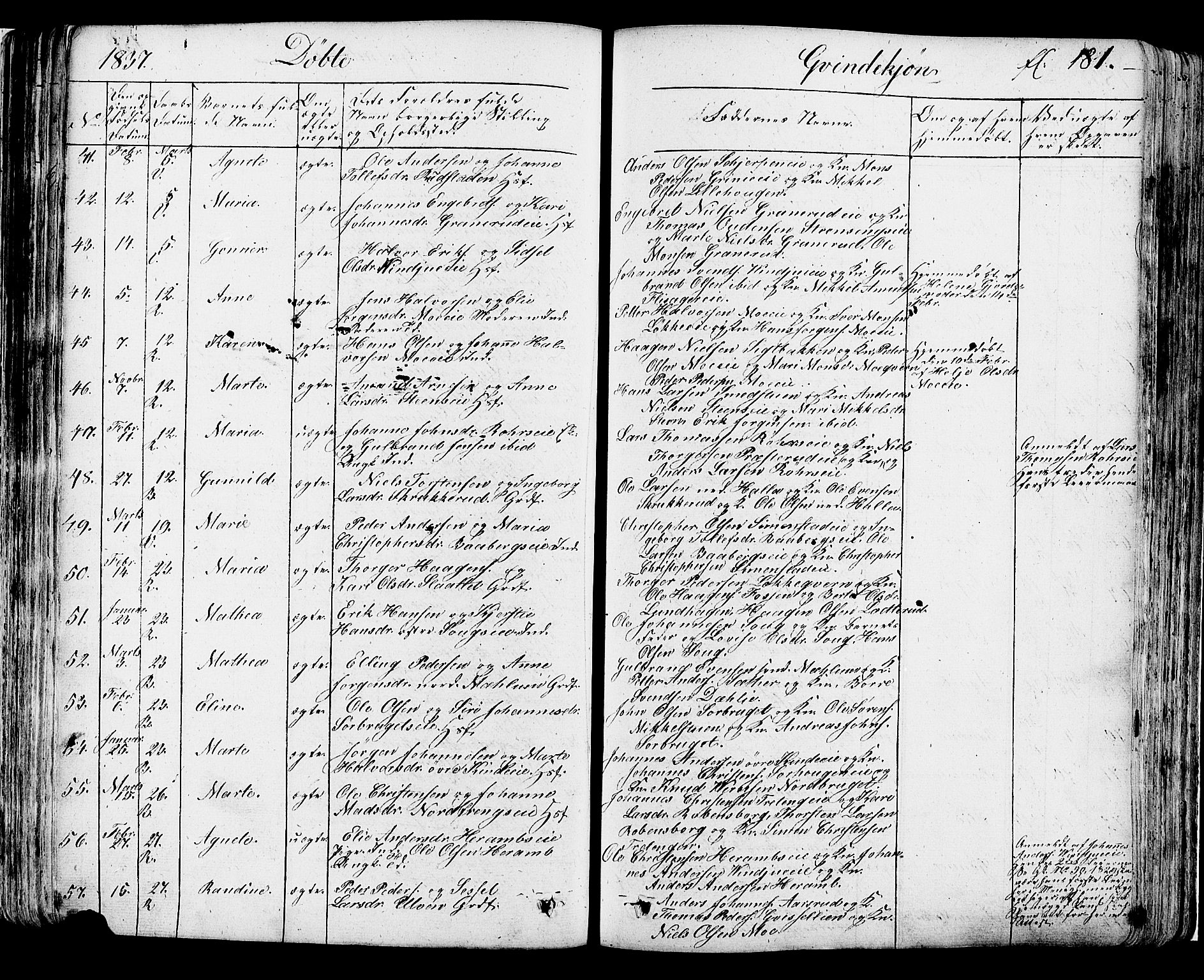 Ringsaker prestekontor, SAH/PREST-014/K/Ka/L0007: Parish register (official) no. 7A, 1826-1837, p. 181