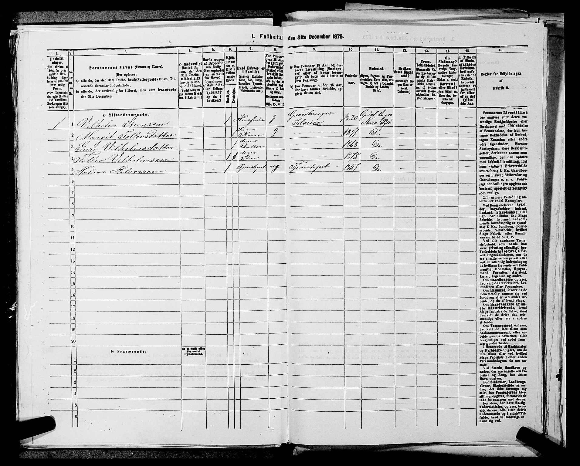 SAKO, 1875 census for 0633P Nore, 1875, p. 300