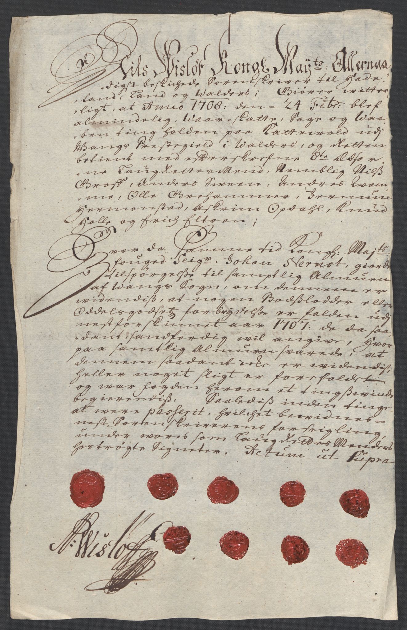 Rentekammeret inntil 1814, Reviderte regnskaper, Fogderegnskap, AV/RA-EA-4092/R18/L1305: Fogderegnskap Hadeland, Toten og Valdres, 1707-1708, p. 28