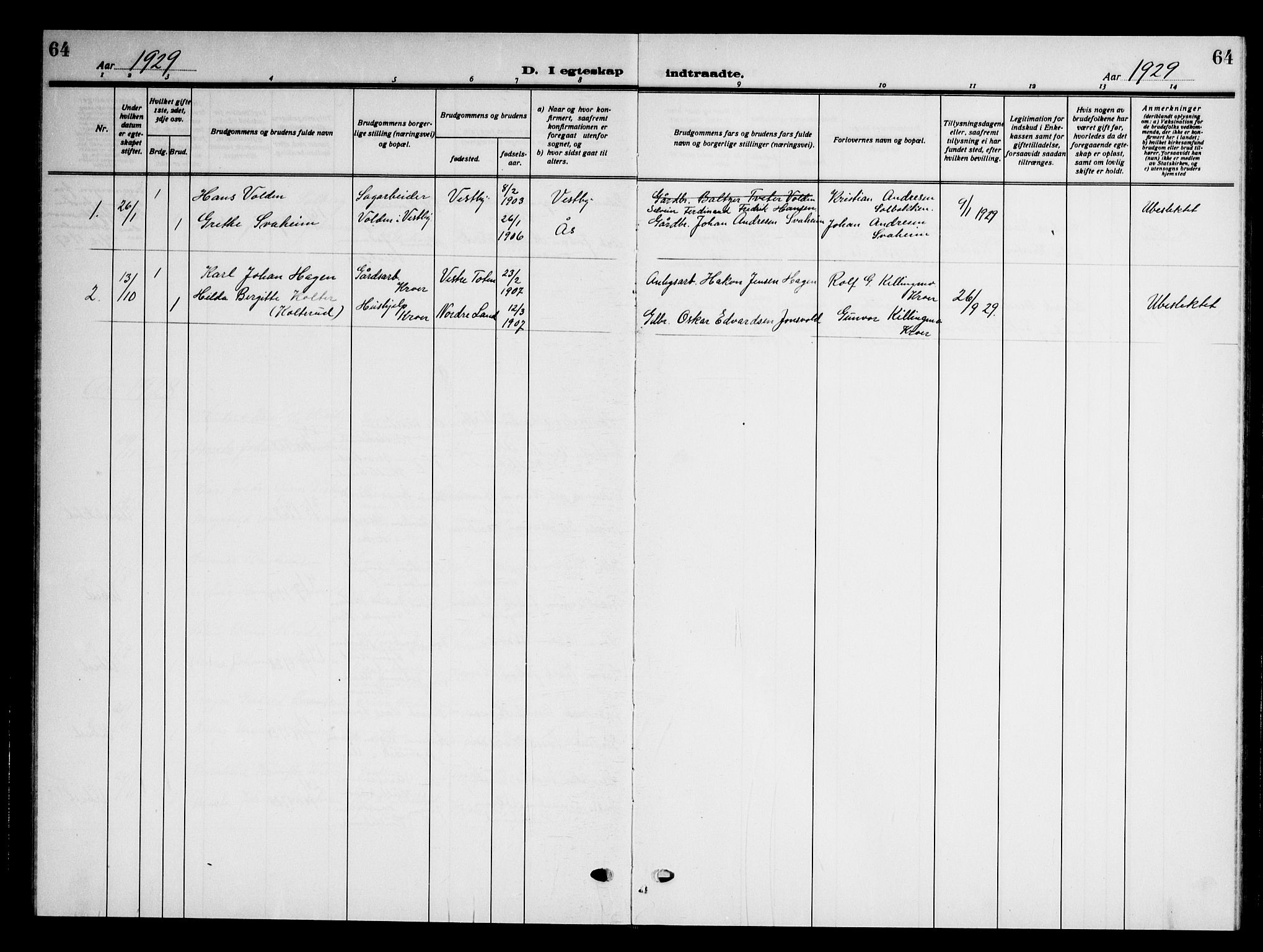 Ås prestekontor Kirkebøker, SAO/A-10894/G/Gc/L0002: Parish register (copy) no. III 2, 1925-1951, p. 64