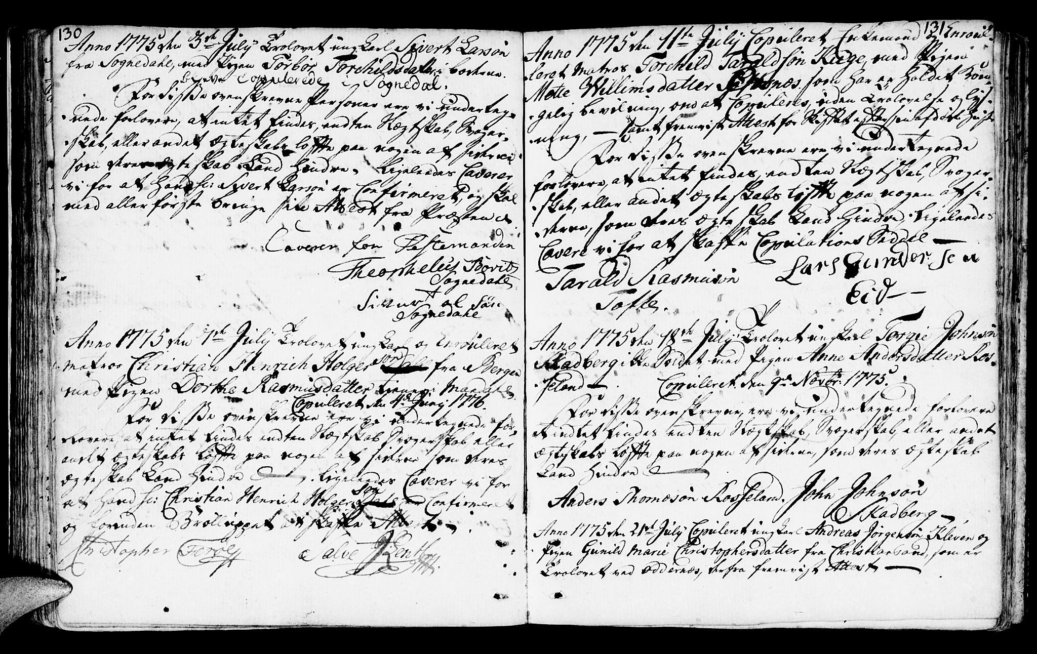 Mandal sokneprestkontor, AV/SAK-1111-0030/F/Fa/Faa/L0006: Parish register (official) no. A 6, 1755-1783, p. 130-131