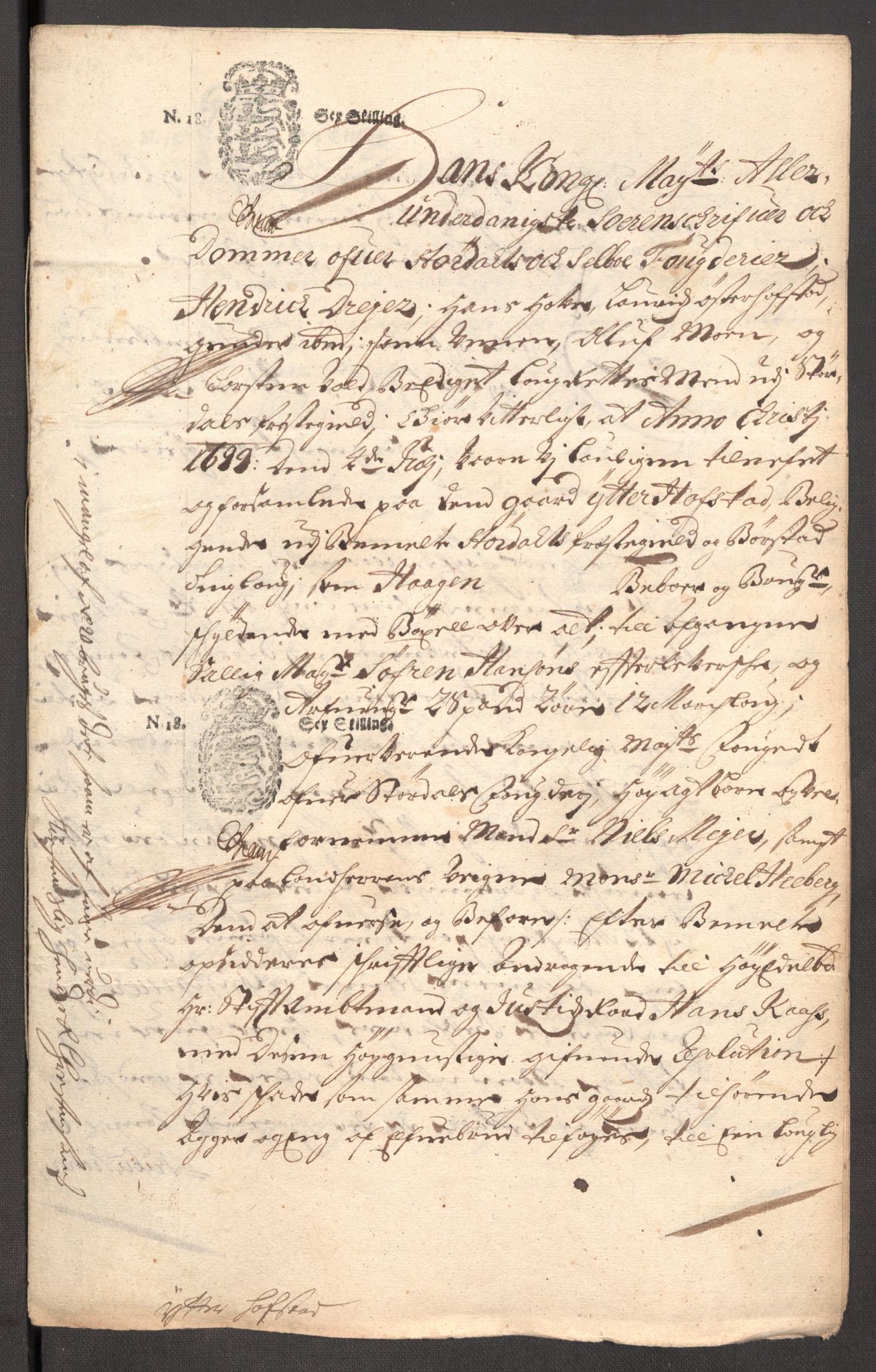 Rentekammeret inntil 1814, Reviderte regnskaper, Fogderegnskap, AV/RA-EA-4092/R62/L4191: Fogderegnskap Stjørdal og Verdal, 1699, p. 238