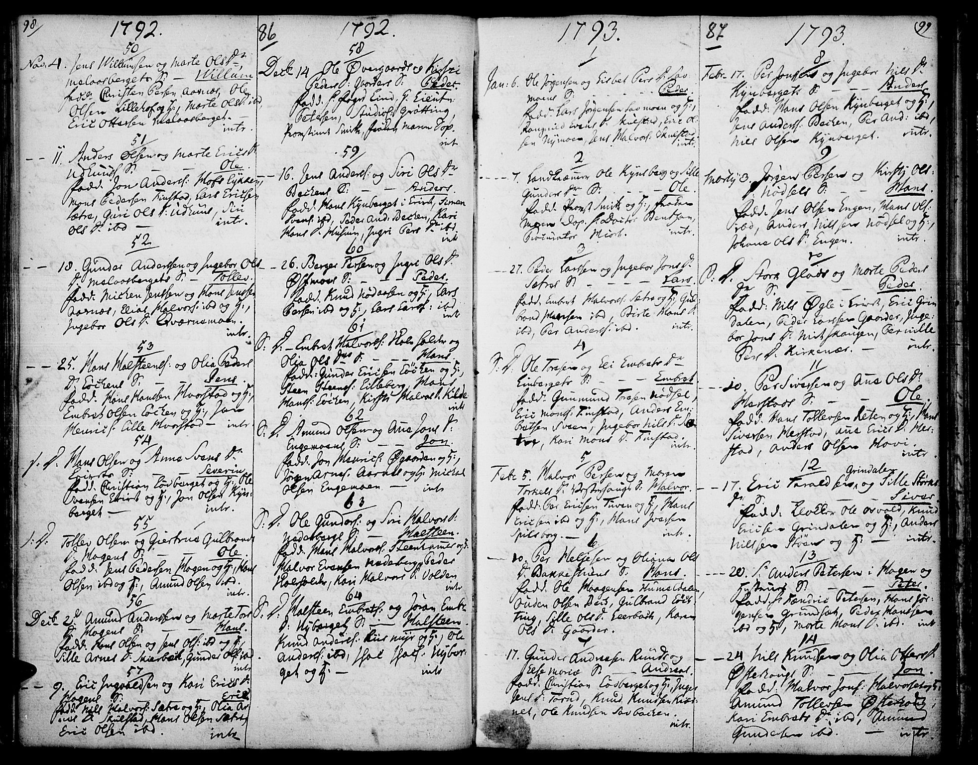 Elverum prestekontor, SAH/PREST-044/H/Ha/Haa/L0005: Parish register (official) no. 5, 1777-1793, p. 86-87