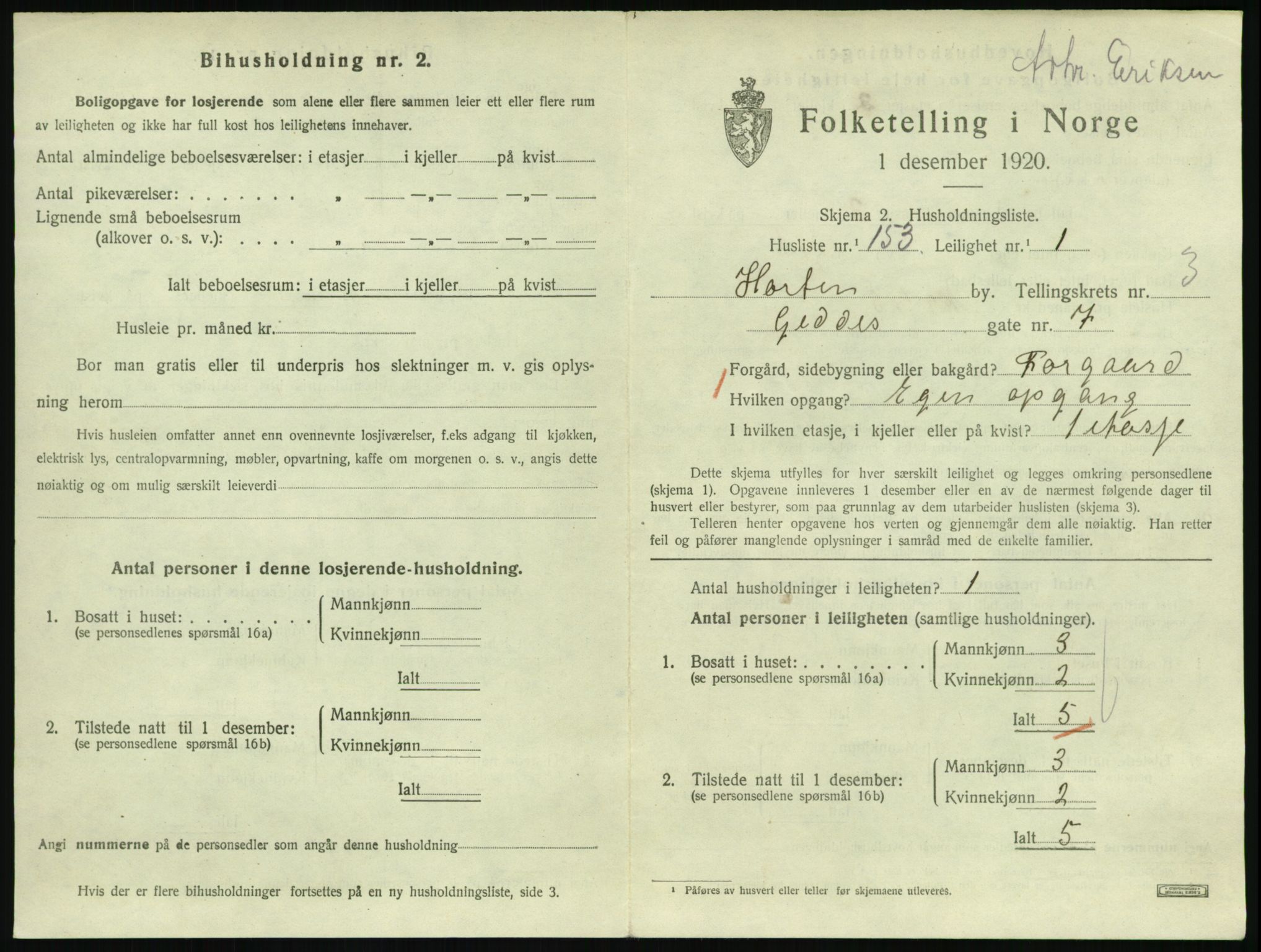 SAKO, 1920 census for Horten, 1920, p. 4631