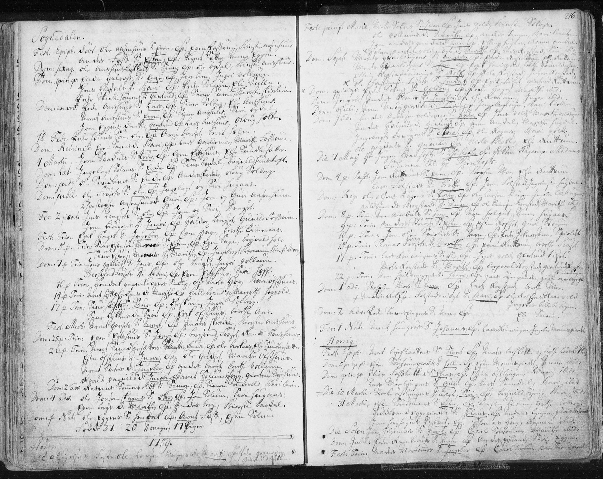 Ministerialprotokoller, klokkerbøker og fødselsregistre - Sør-Trøndelag, AV/SAT-A-1456/687/L0991: Parish register (official) no. 687A02, 1747-1790, p. 216