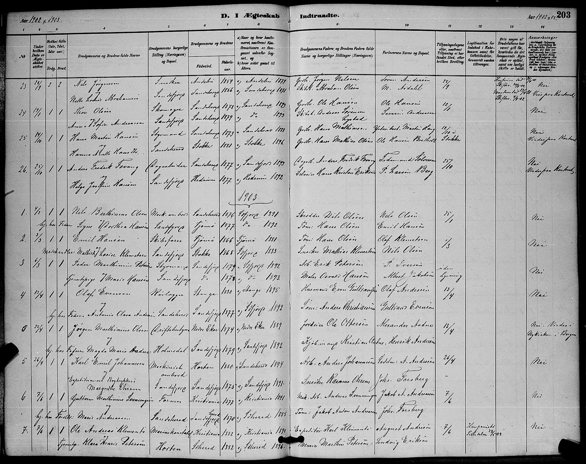 Sandefjord kirkebøker, SAKO/A-315/G/Ga/L0001: Parish register (copy) no. 1, 1885-1903, p. 203