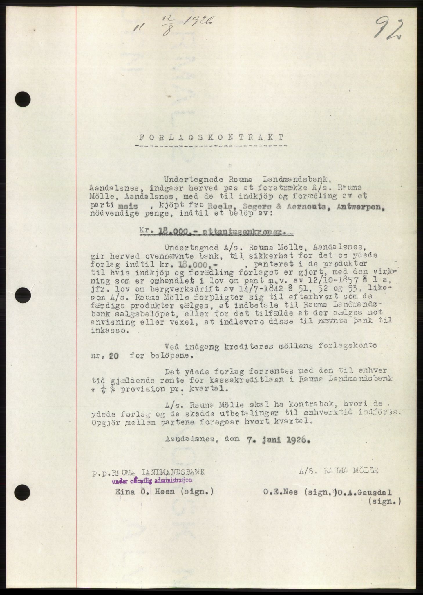 Romsdal sorenskriveri, AV/SAT-A-4149/1/2/2C/L0051: Mortgage book no. 45, 1926-1927, Deed date: 12.08.1926