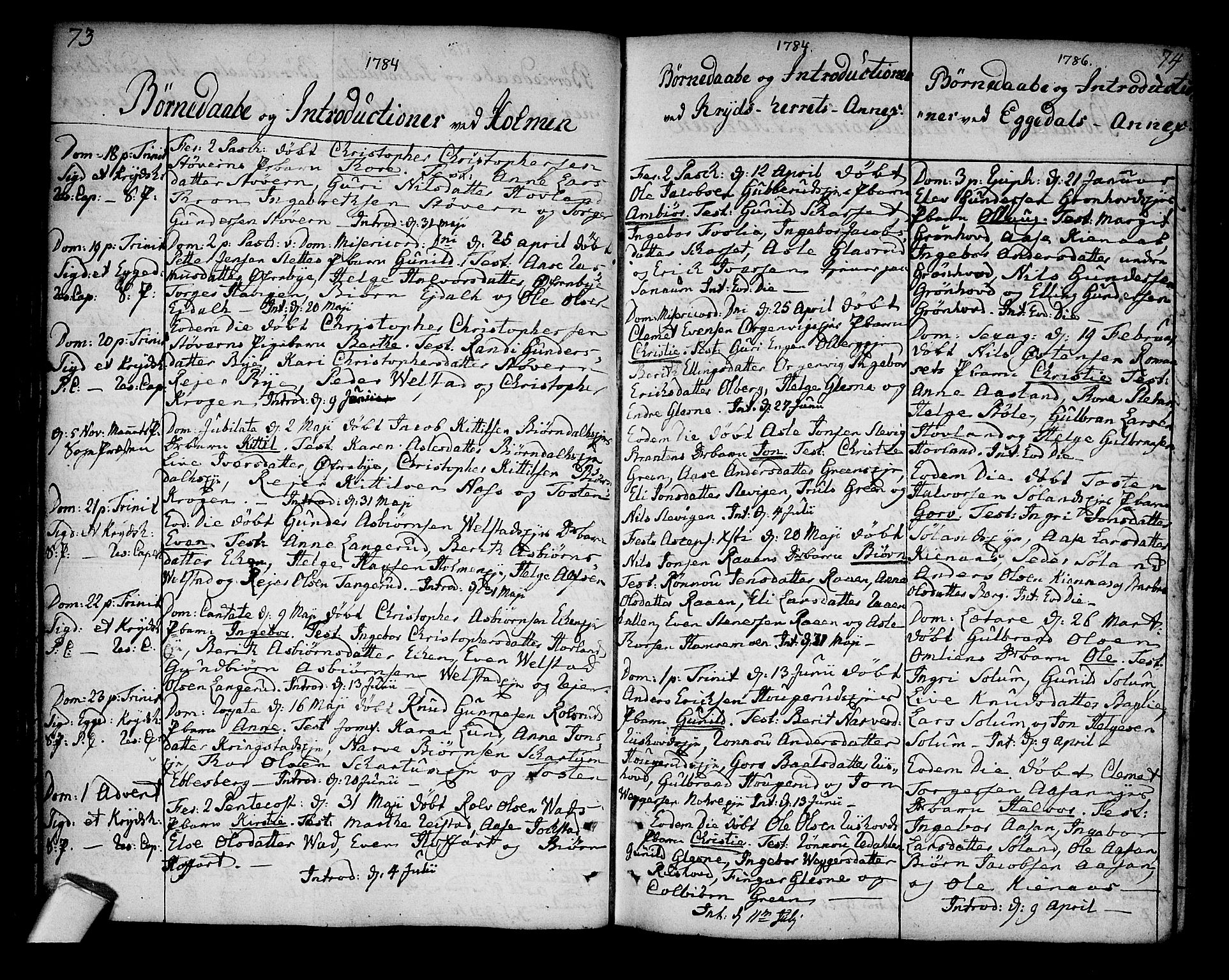 Sigdal kirkebøker, AV/SAKO-A-245/F/Fa/L0002: Parish register (official) no. I 2, 1778-1792, p. 73-74