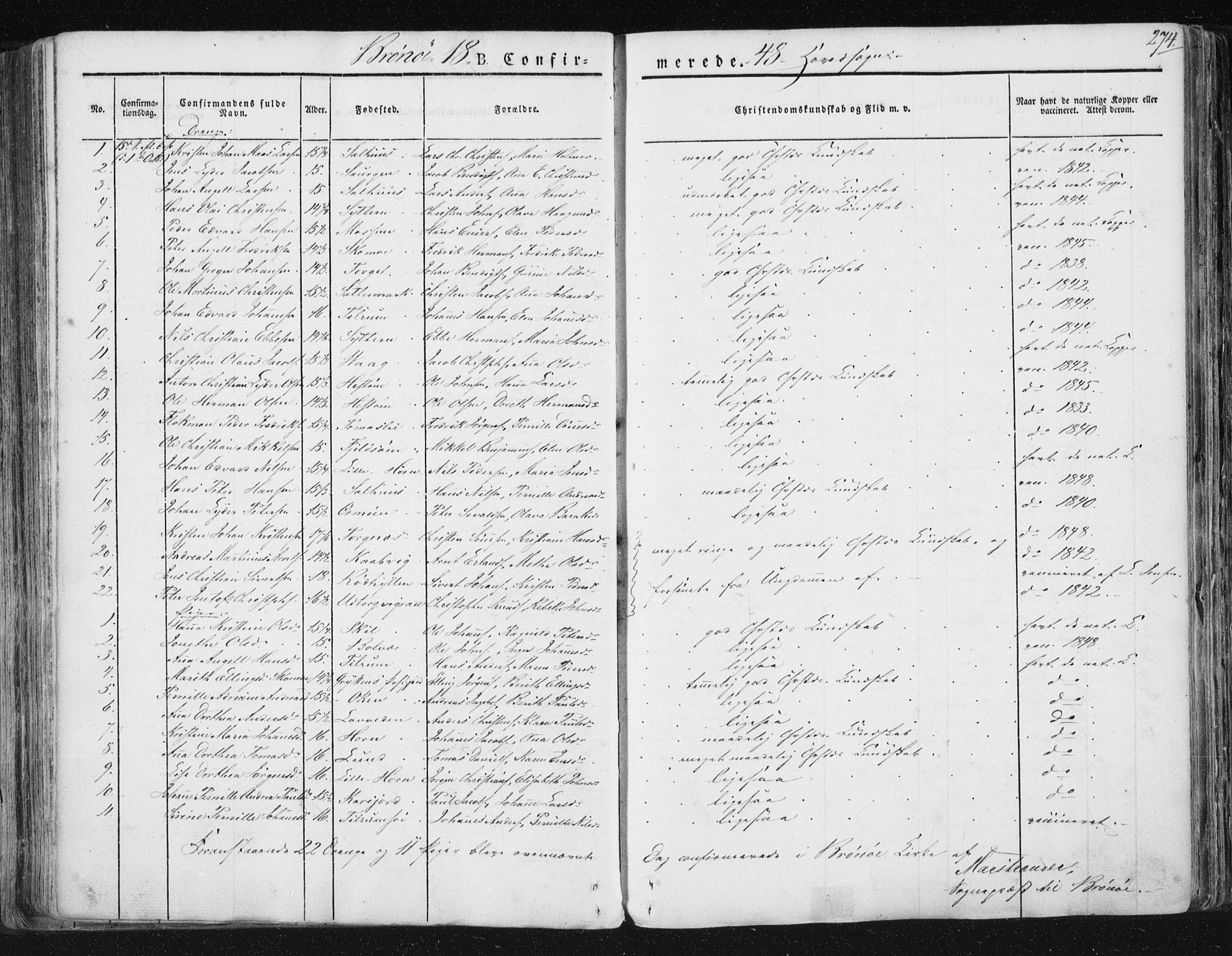 Ministerialprotokoller, klokkerbøker og fødselsregistre - Nordland, SAT/A-1459/813/L0198: Parish register (official) no. 813A08, 1834-1874, p. 274