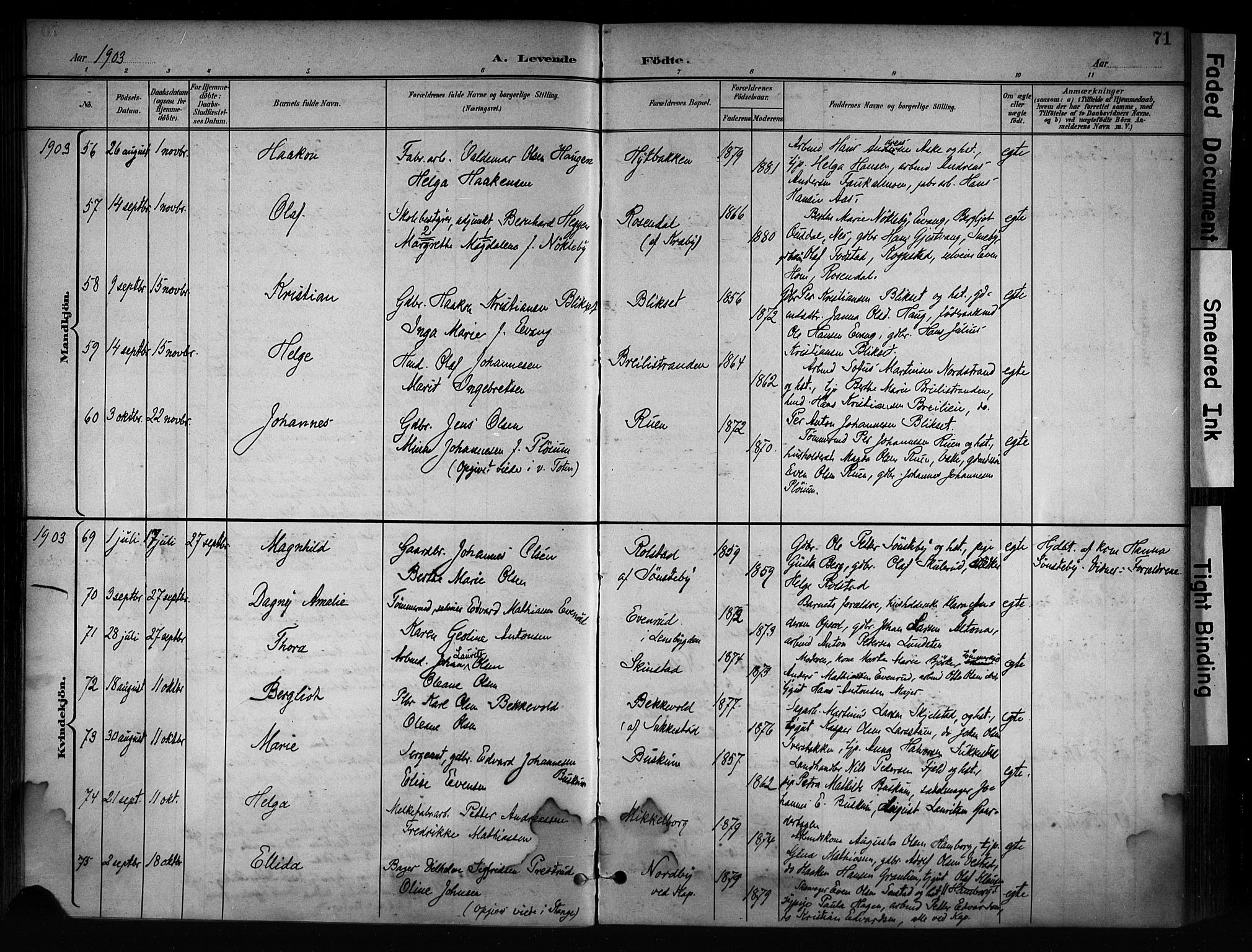 Østre Toten prestekontor, AV/SAH-PREST-104/H/Ha/Haa/L0008: Parish register (official) no. 8, 1897-1909, p. 71