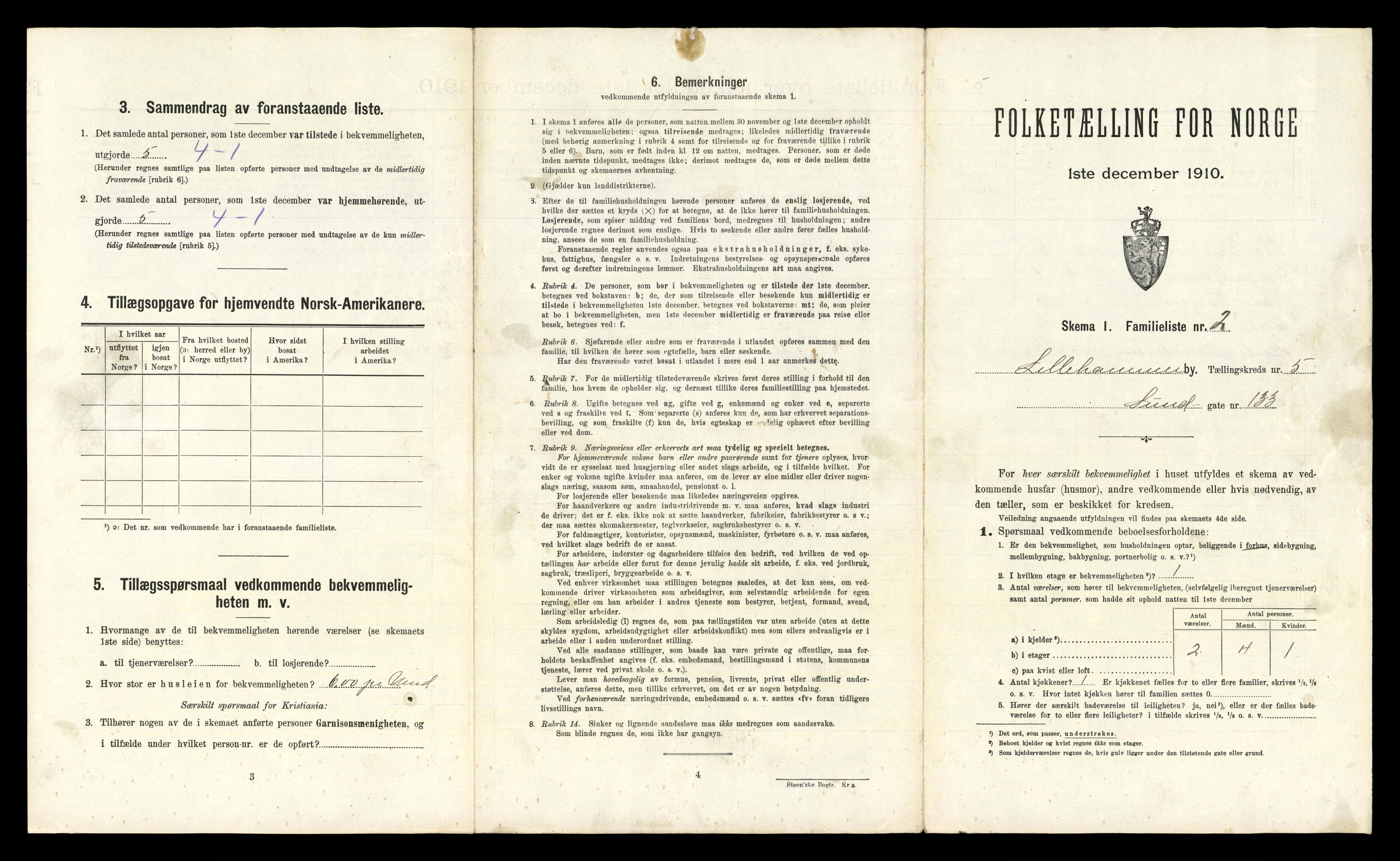 RA, 1910 census for Lillehammer, 1910, p. 2227