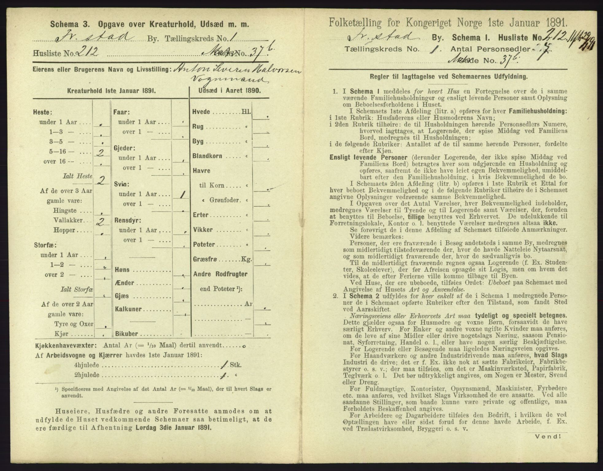 RA, 1891 census for 0103 Fredrikstad, 1891, p. 462