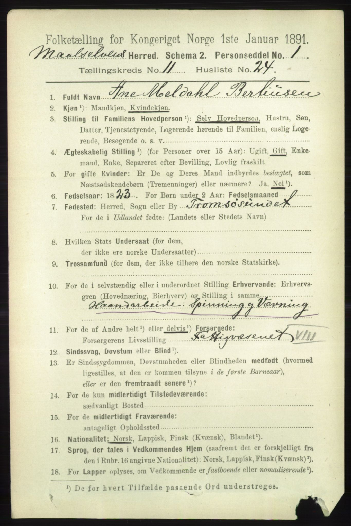 RA, 1891 census for 1924 Målselv, 1891, p. 3428