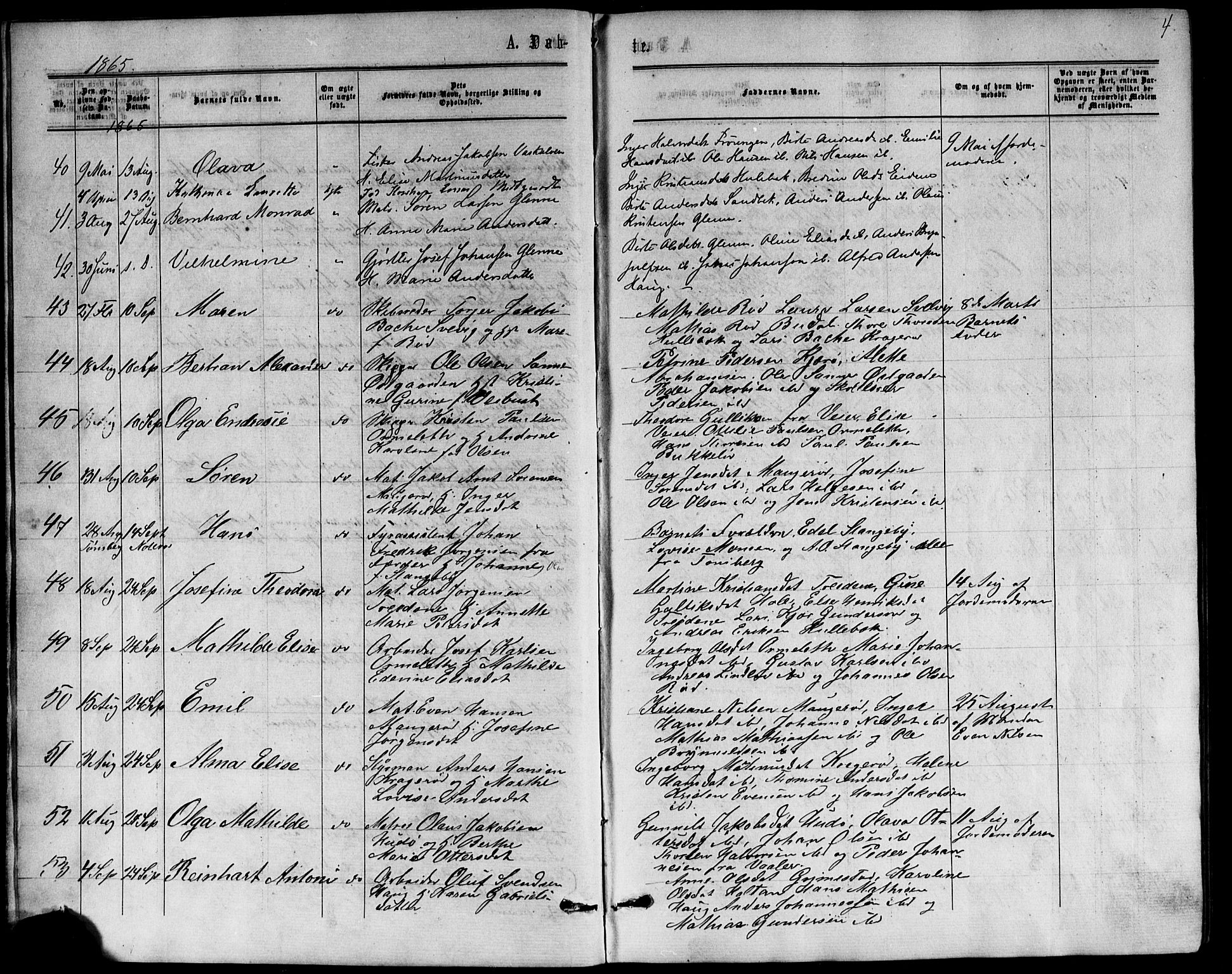 Nøtterøy kirkebøker, AV/SAKO-A-354/F/Fb/L0001: Parish register (official) no. II 1, 1865-1878, p. 4